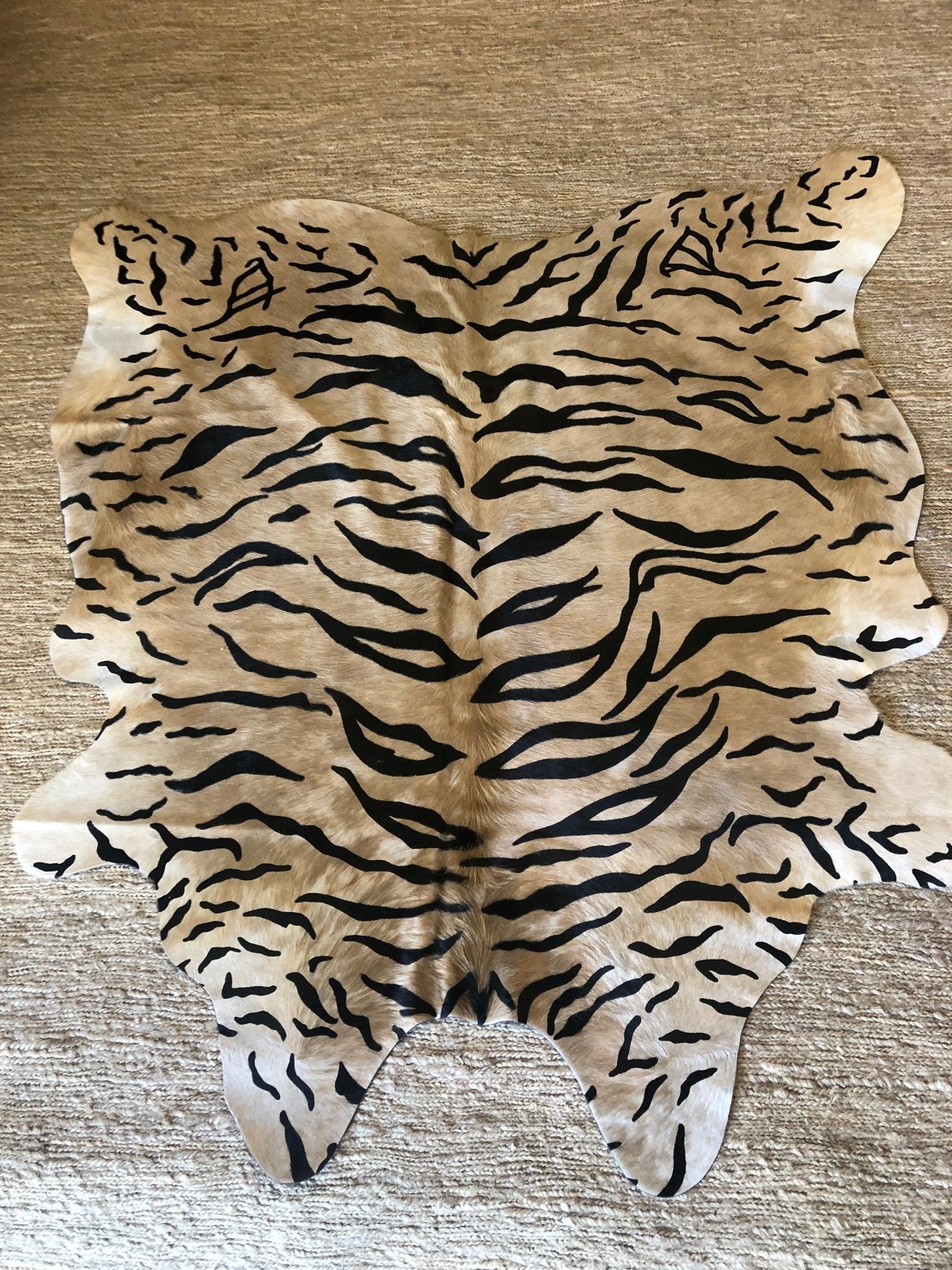 Tiger Print Cowhide Rug | Banana Manor Rug Company