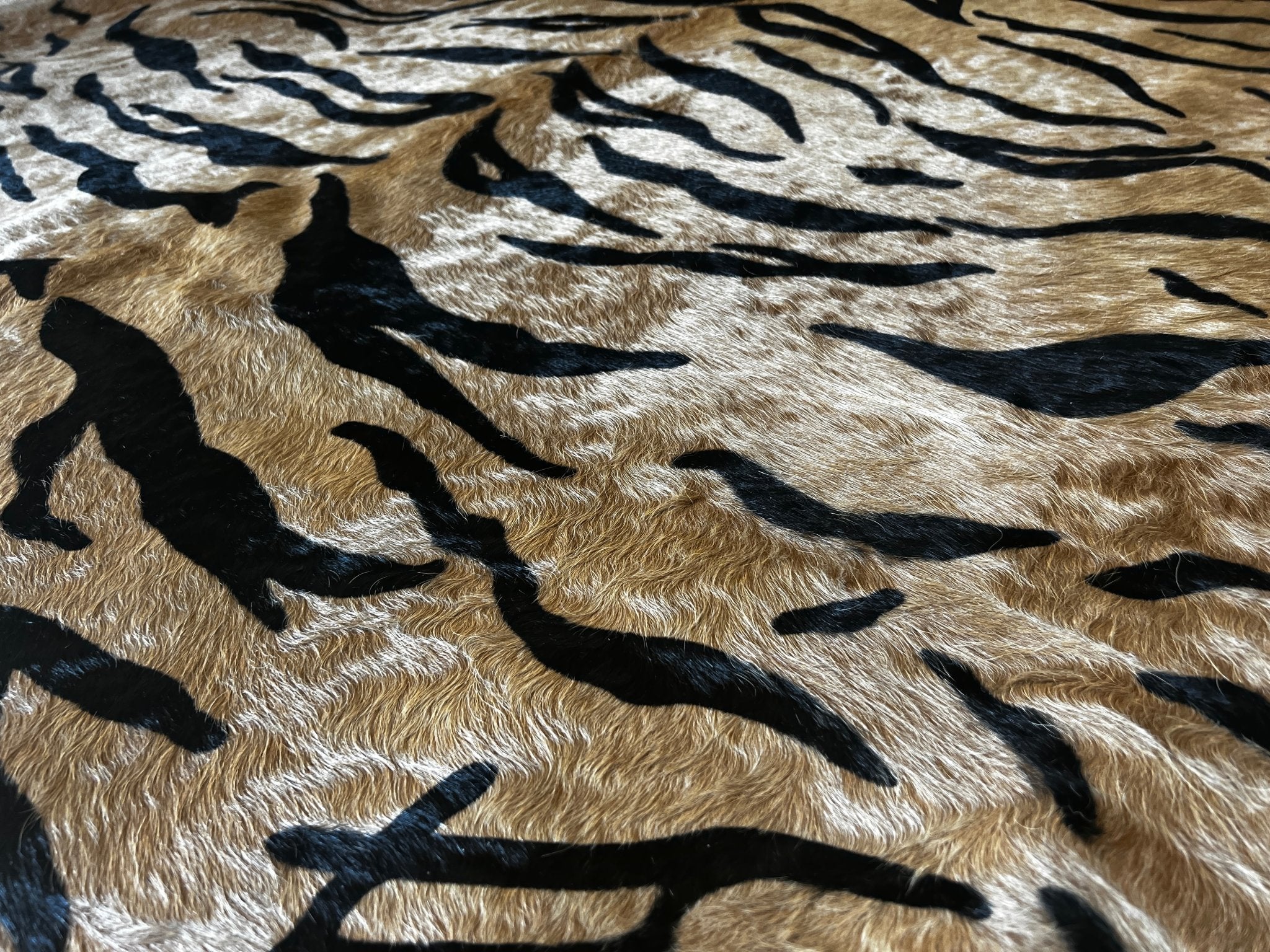 Tiger Print Cowhide Rug | Banana Manor Rug Company