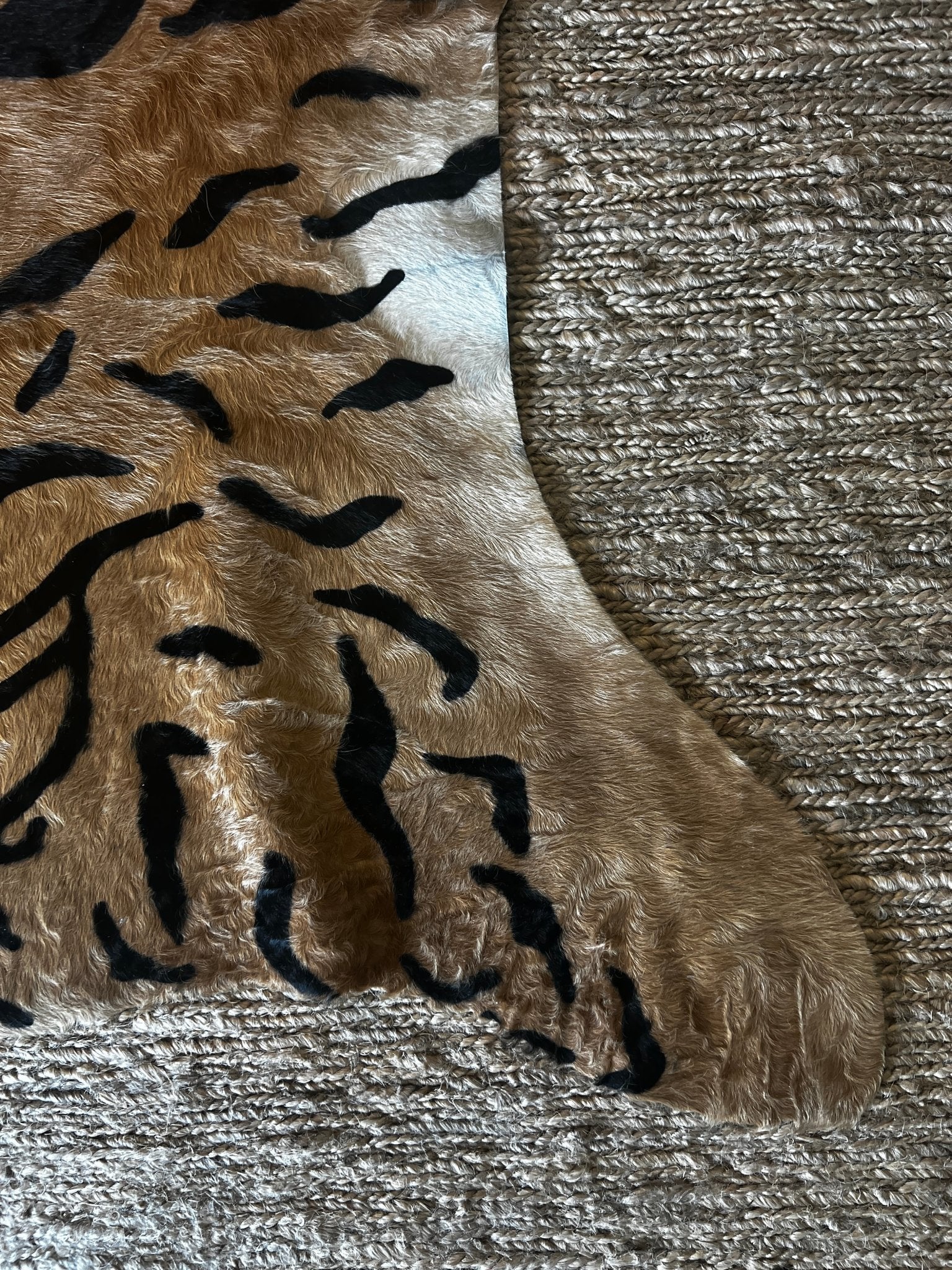 Tiger Print Cowhide Rug | Banana Manor Rug Company