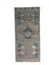 Vintage 1.10x4.2 Turkish Oushak Aqua and Beige Small Rug | Banana Manor Rug Factory Outlet