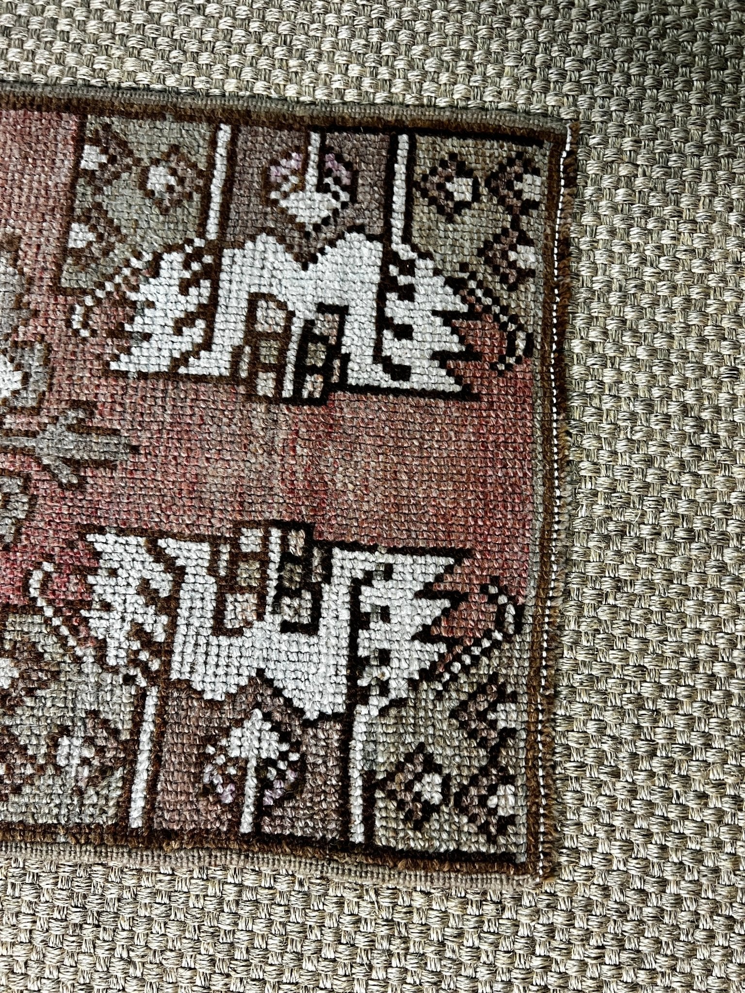 Vintage 1.5x3 Turkish Oushak Rust and Beige Small Rug | Banana Manor Rug Factory Outlet