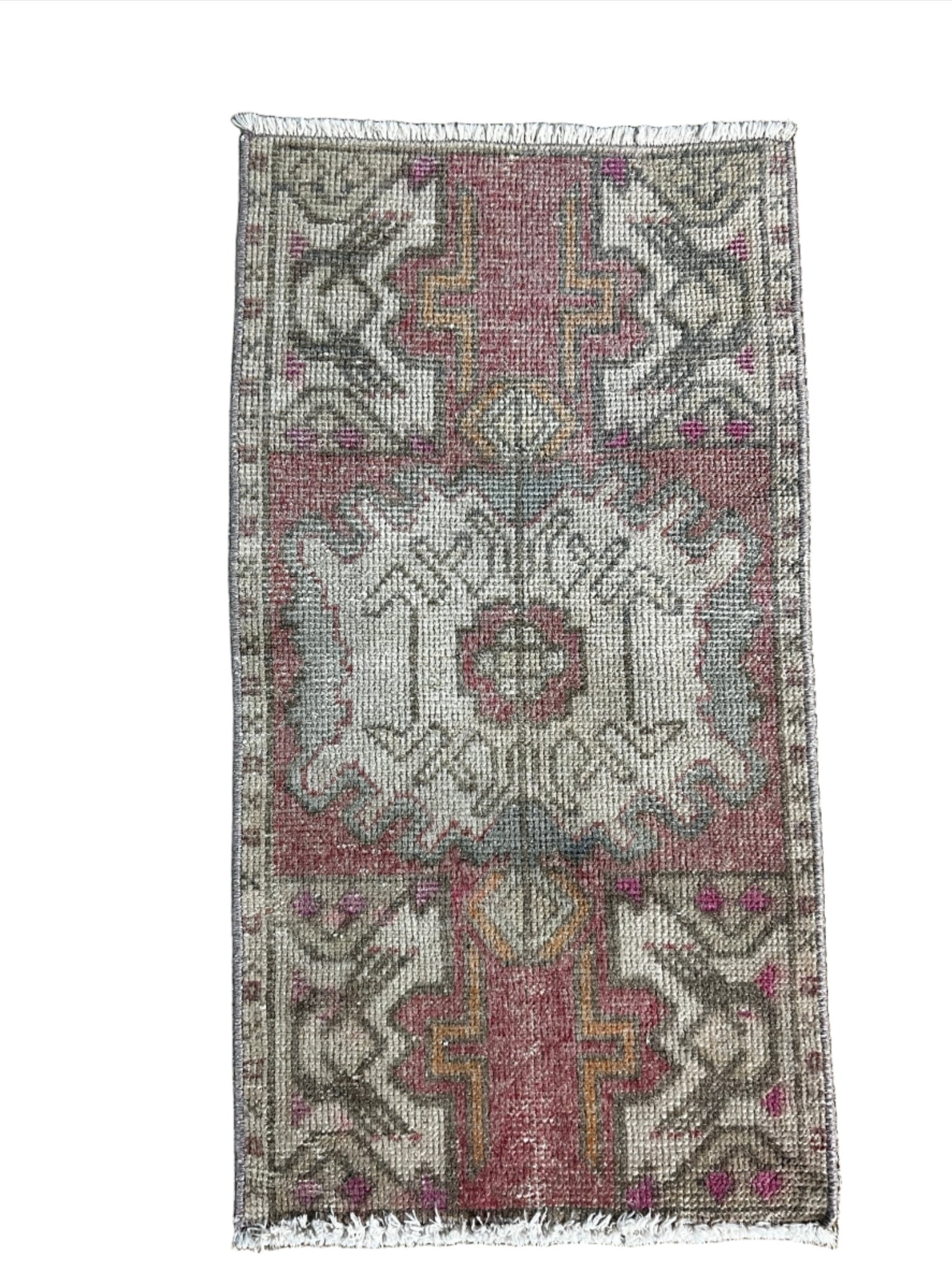 Vintage 1.6x2.11 Turkish Oushak Pink and Silver Small Rug | Banana Manor Rug Factory Outlet