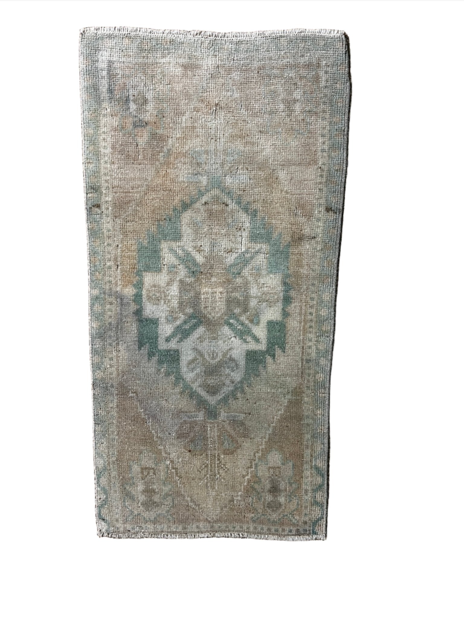 Vintage 1.6x3 Turkish Oushak Light Tan and Green Small Rug | Banana Manor Rug Factory Outlet