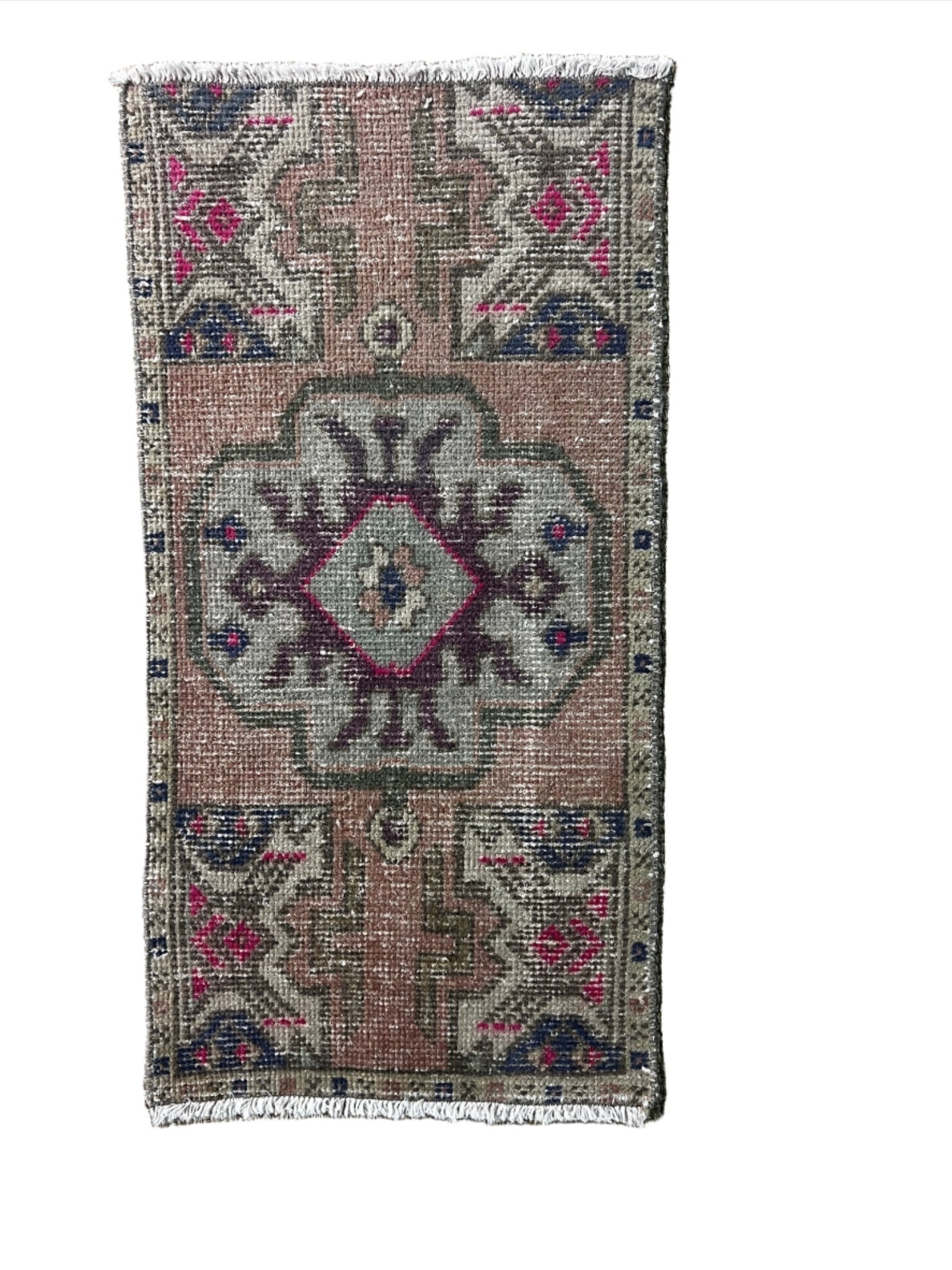 Vintage 1.6x3 Turkish Oushak Pink and Green Multicolor Small Rug | Banana Manor Rug Factory Outlet