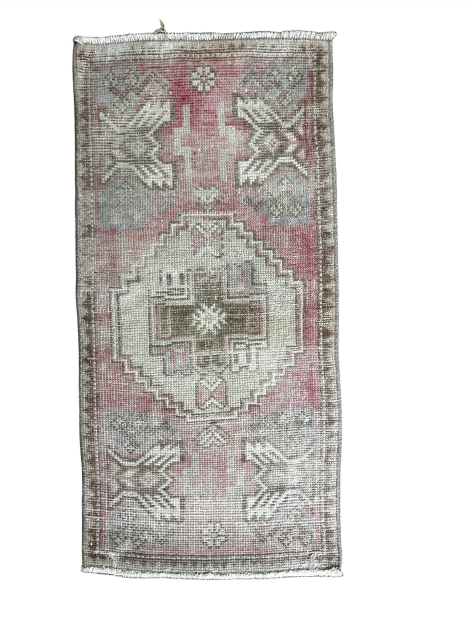 Vintage 1.6x3.1 Red and Beige Turkish Oushak Small Rug | Banana Manor Rug Factory Outlet