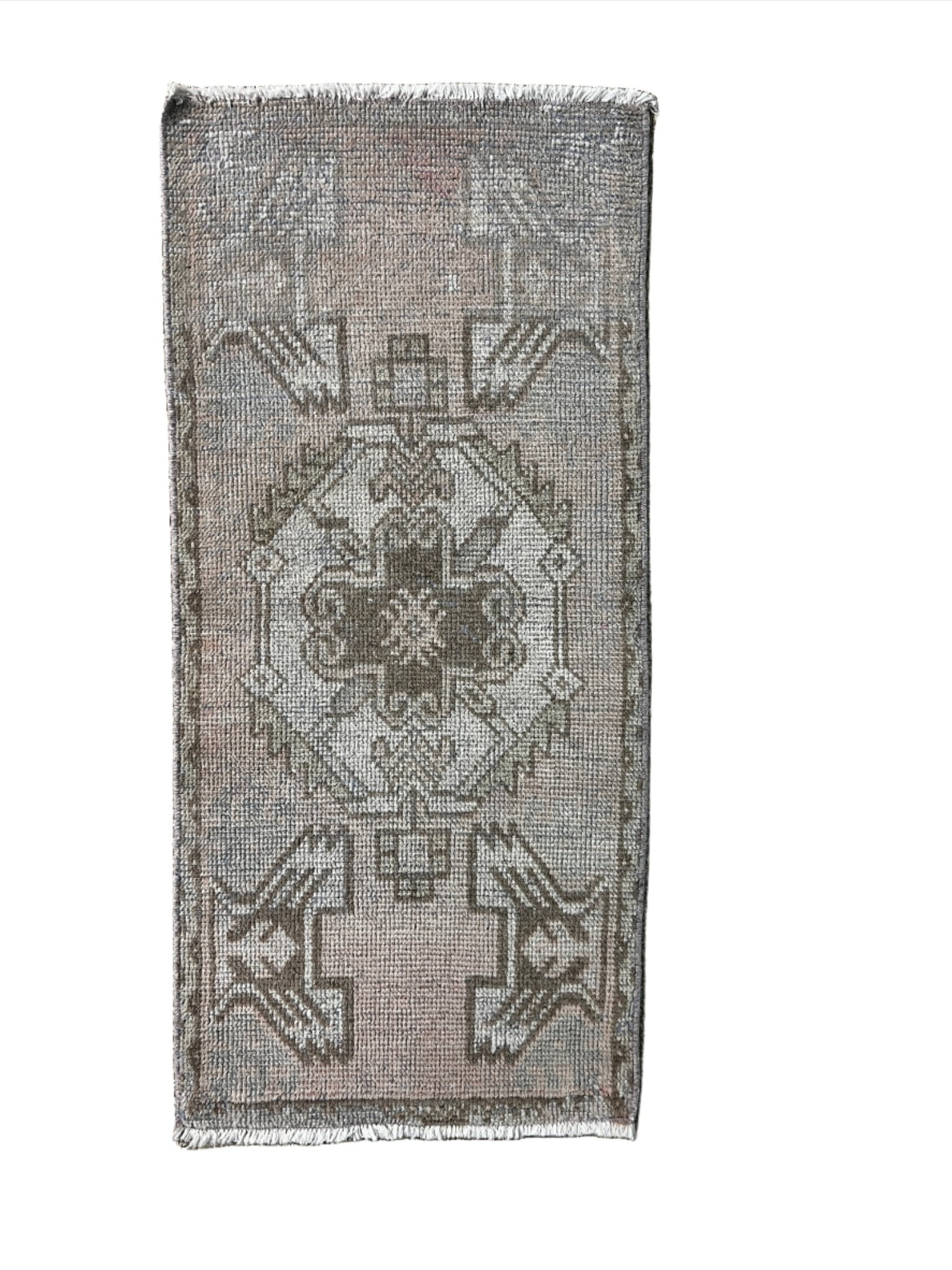 Vintage 1.6x3.5 Turkish Oushak Light Pink and Gray Small Rug | Banana Manor Rug Factory Outlet
