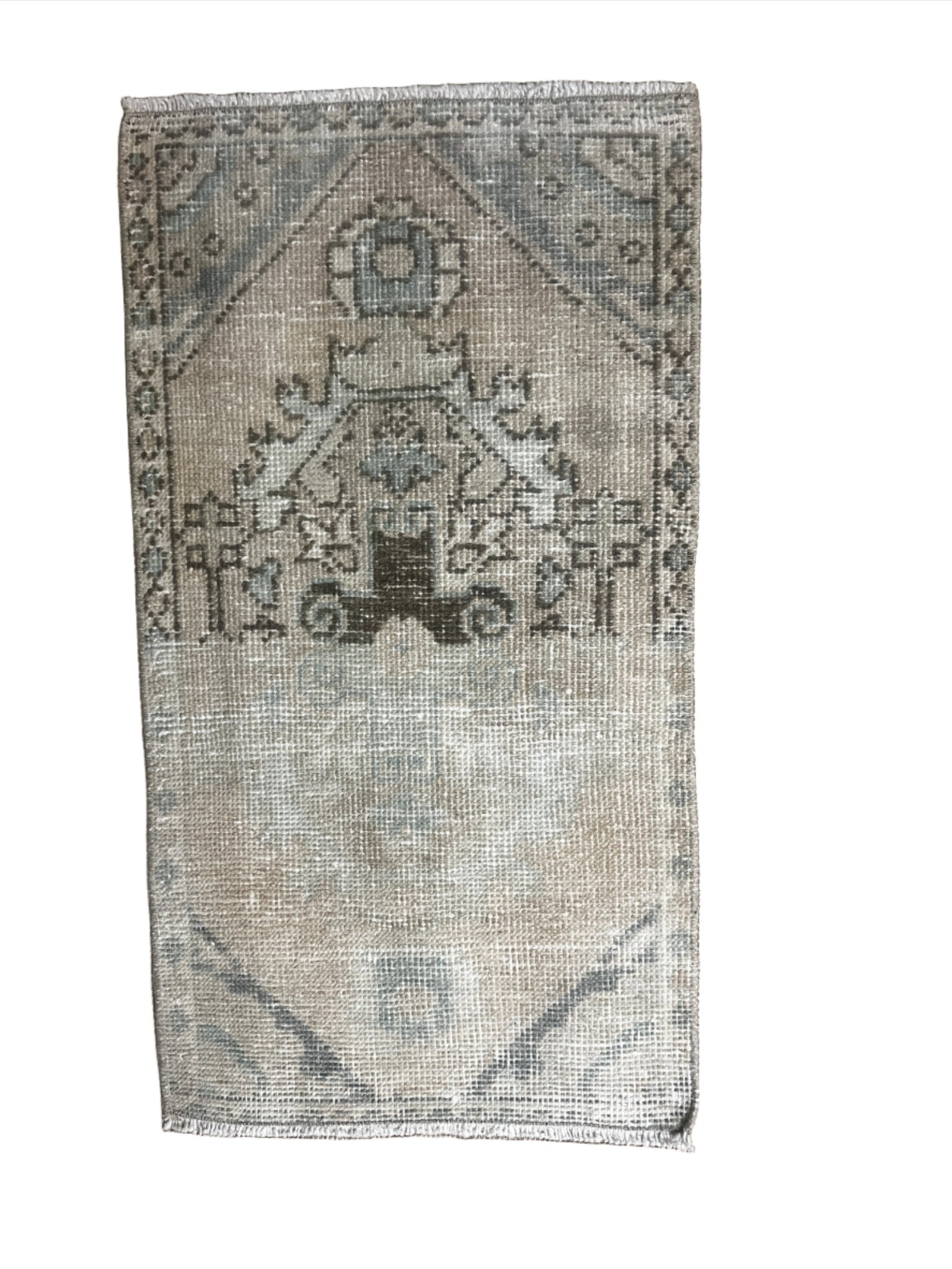 Vintage 1.7x2.10 Beige and Blue Turkish Oushak Small Rug | Banana Manor Rug Factory Outlet