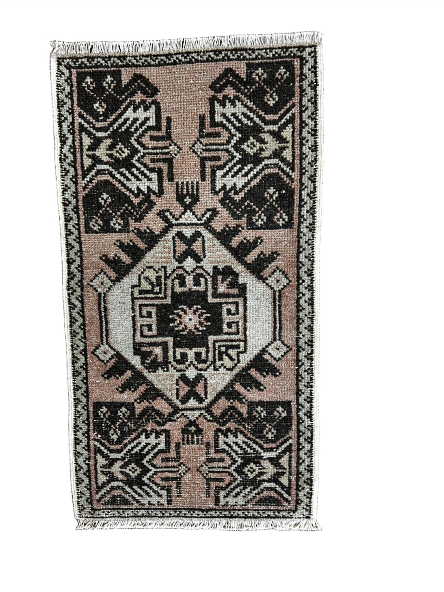 Vintage 1.7x2.11 Pink and Brown Turkish Oushak Small Rug | Banana Manor Rug Factory Outlet