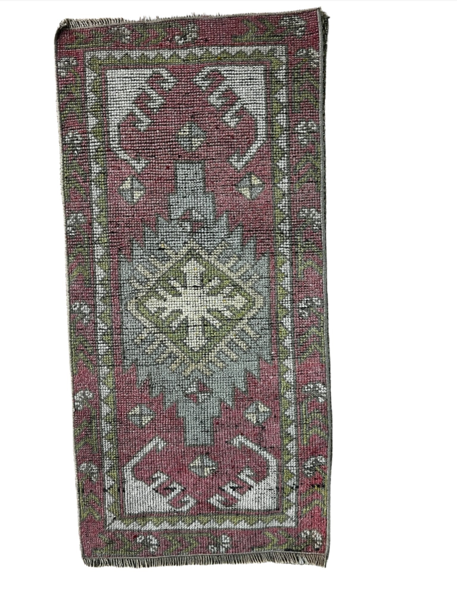 Vintage 1.7x3.4 Turkish Oushak Pink and Light Blue Small Rug | Banana Manor Rug Factory Outlet