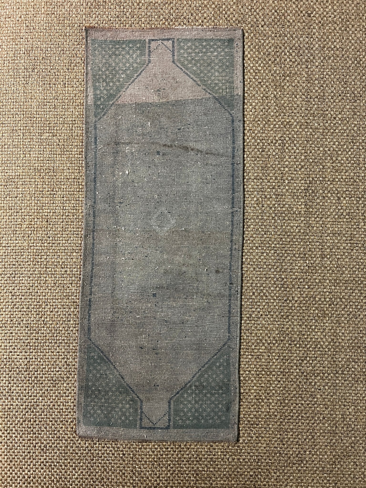 Vintage 1.7x4.1 Turkish Oushak Beige and Green Small Rug | Banana Manor Rug Factory Outlet