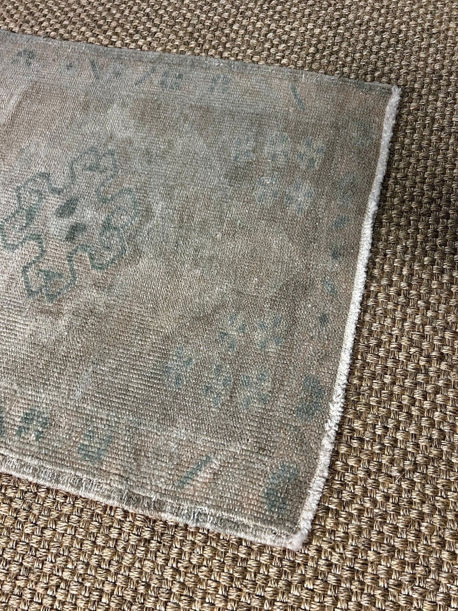Vintage 1.8x2.9 Turkish Oushak Tan and Sage Green Small Rug | Banana Manor Rug Factory Outlet