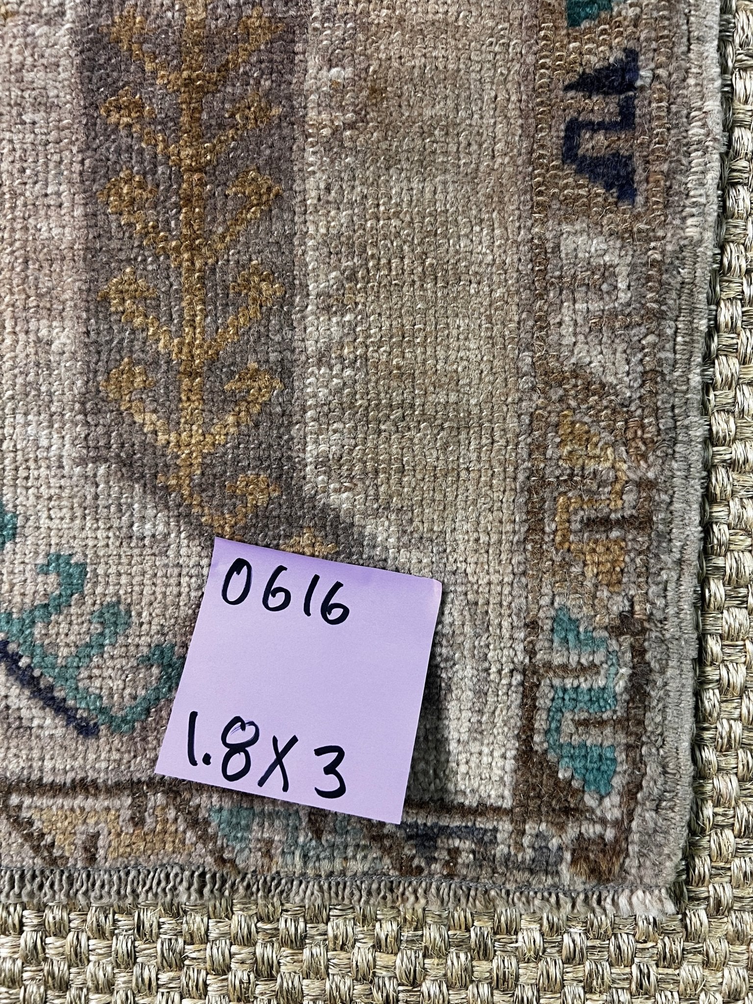 Vintage 1.8x3 Turkish Oushak Tan and Beige Multi Small Rug | Banana Manor Rug Factory Outlet