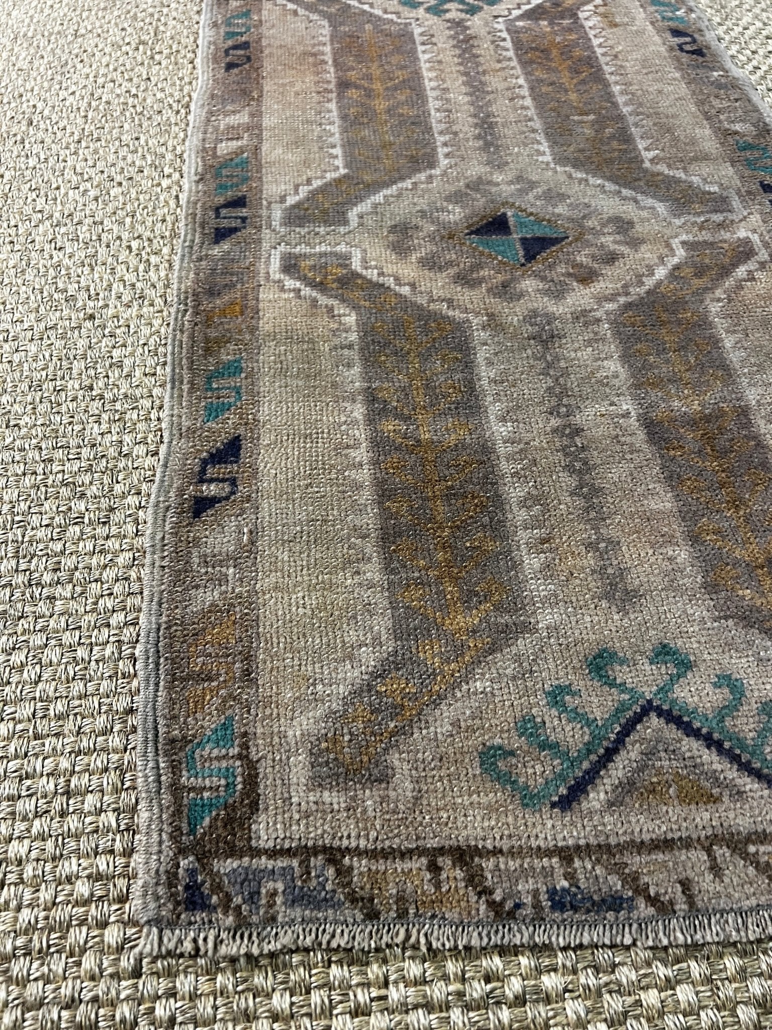 Vintage 1.8x3 Turkish Oushak Tan and Beige Multi Small Rug | Banana Manor Rug Factory Outlet