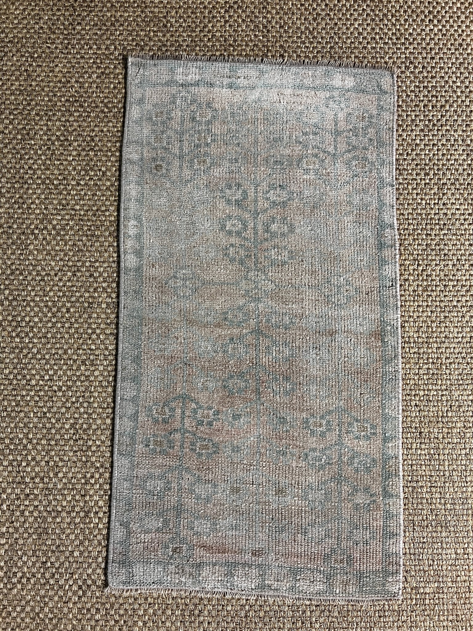 Vintage 1.8x3.1 Turkish Oushak Beige and Sage Green Small Rug | Banana Manor Rug Factory Outlet