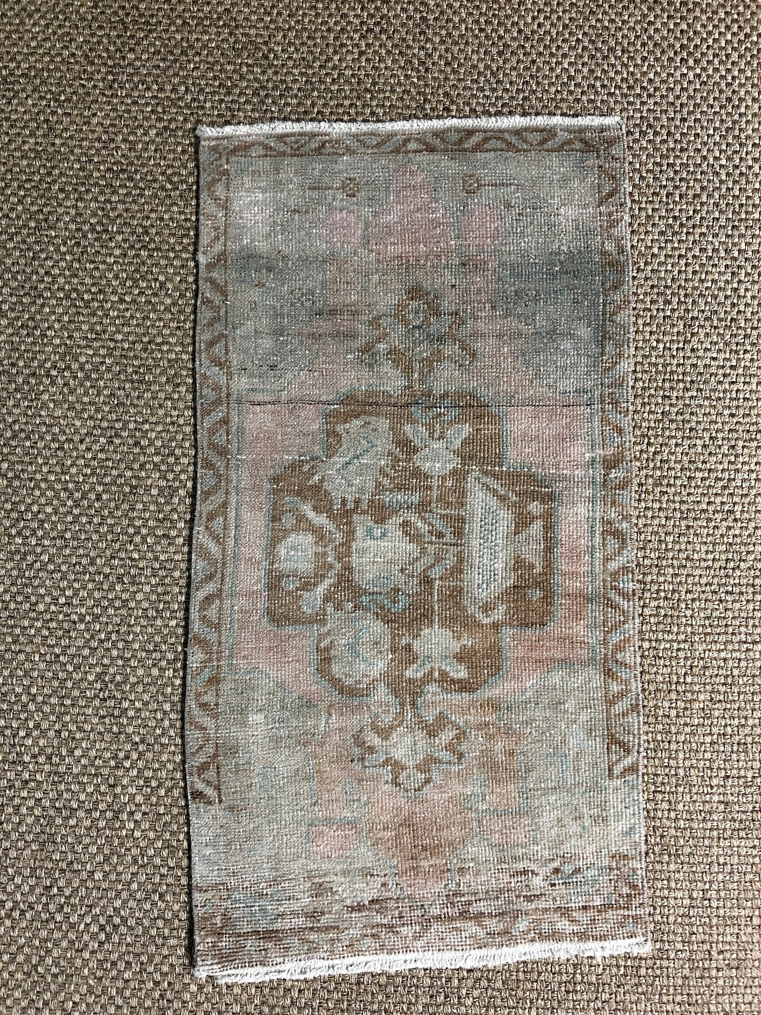 Vintage 1.8x3.2 Turkish Oushak Pink and Sage Small Rug | Banana Manor Rug Factory Outlet