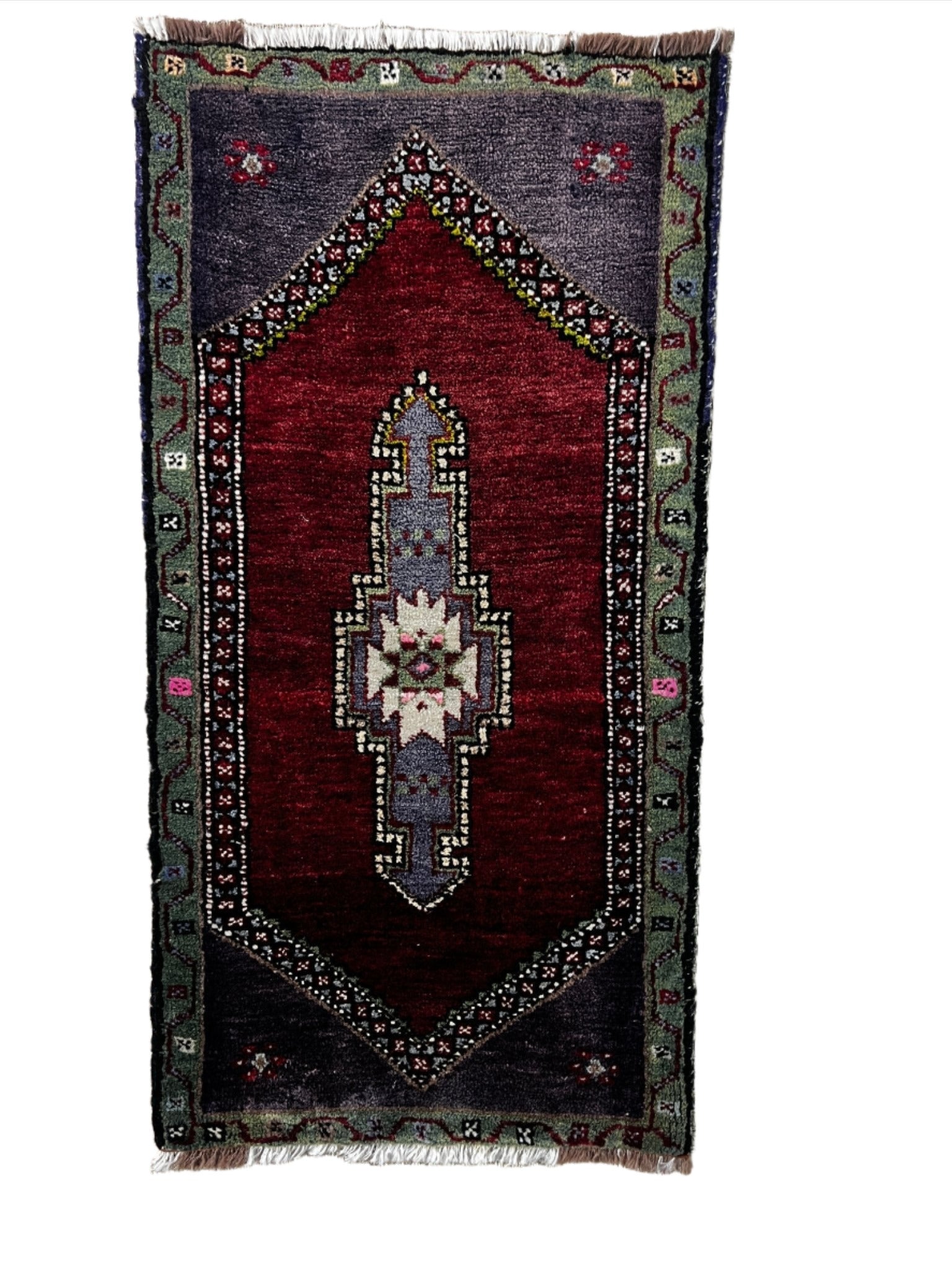 Vintage 1.8x3.4 Turkish Oushak Red and Purple Small Rug | Banana Manor Rug Factory Outlet