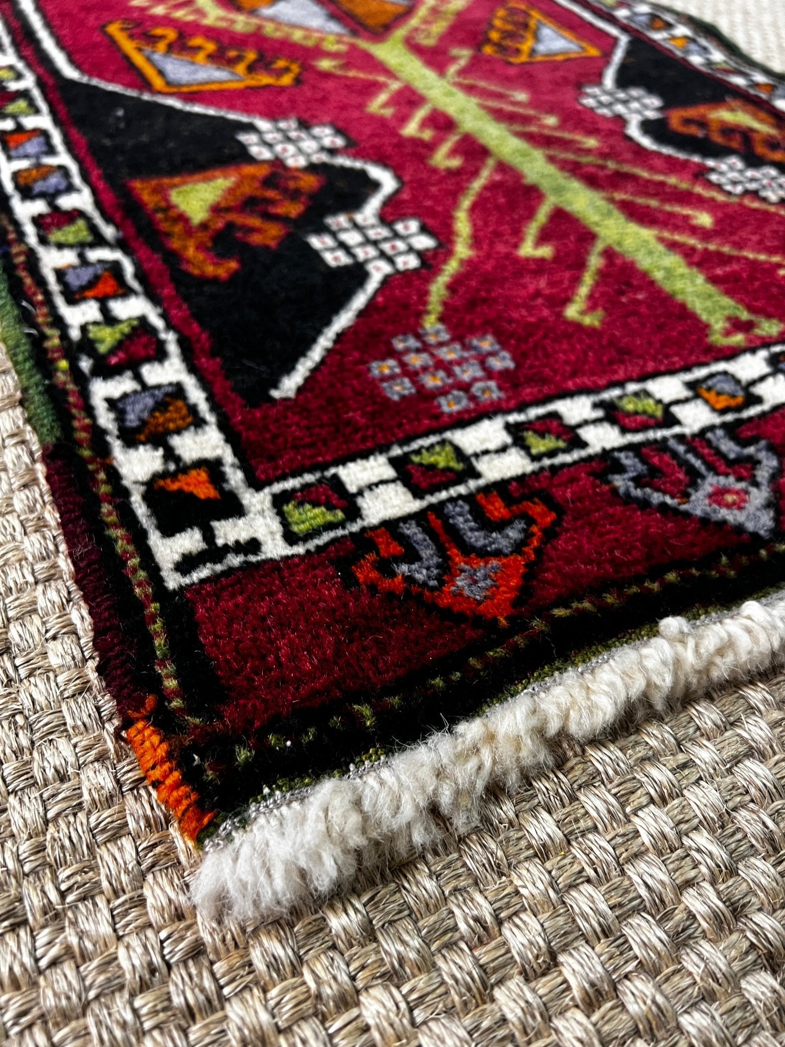 Vintage 1.8x3.6 Turkish Oushak Dark Red and Black Multicolor Small Rug | Banana Manor Rug Factory Outlet