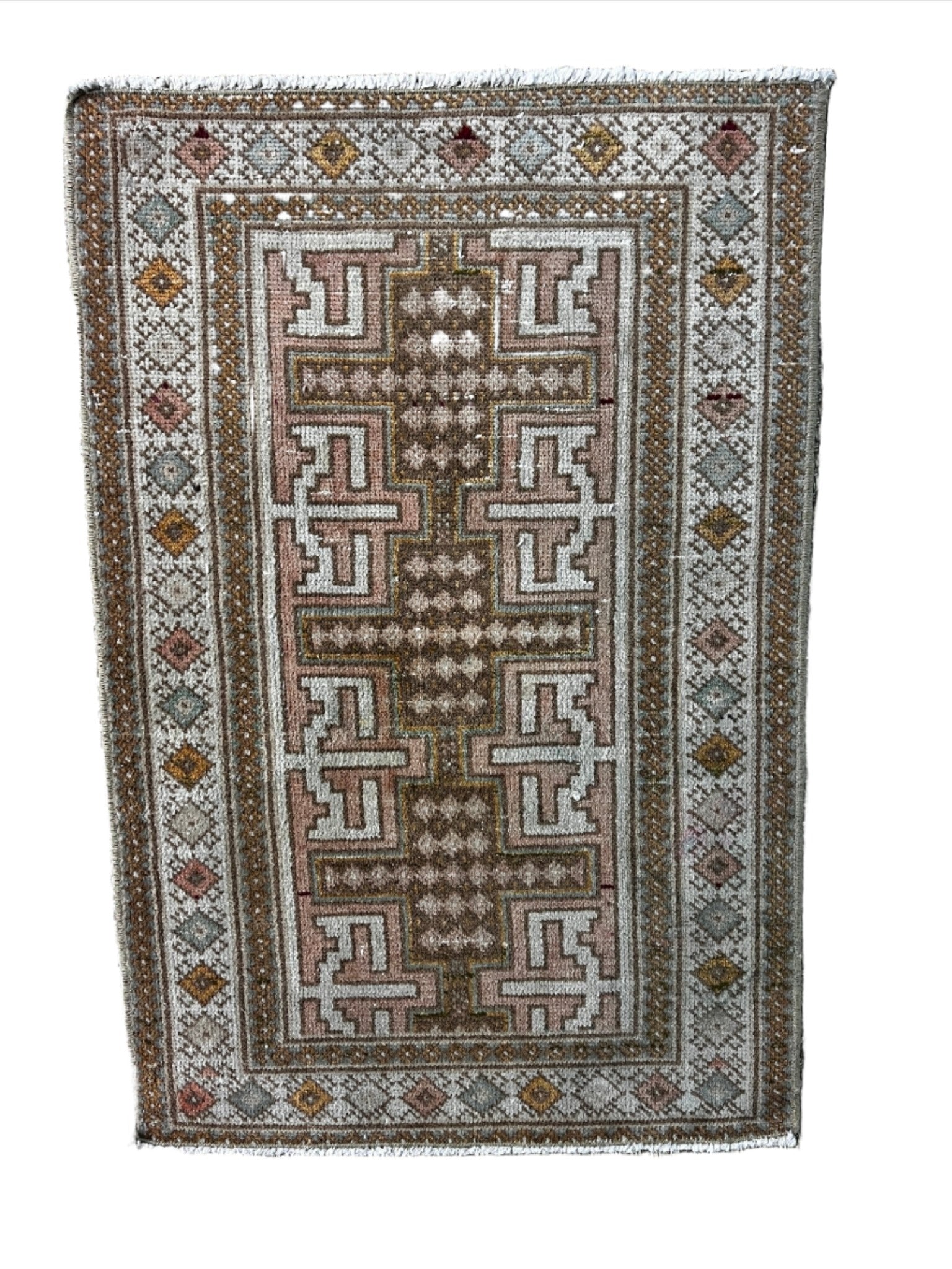 Vintage 1.9x2.8 Turkish Oushak Pink and Brown Multicolor Small Rug | Banana Manor Rug Factory Outlet