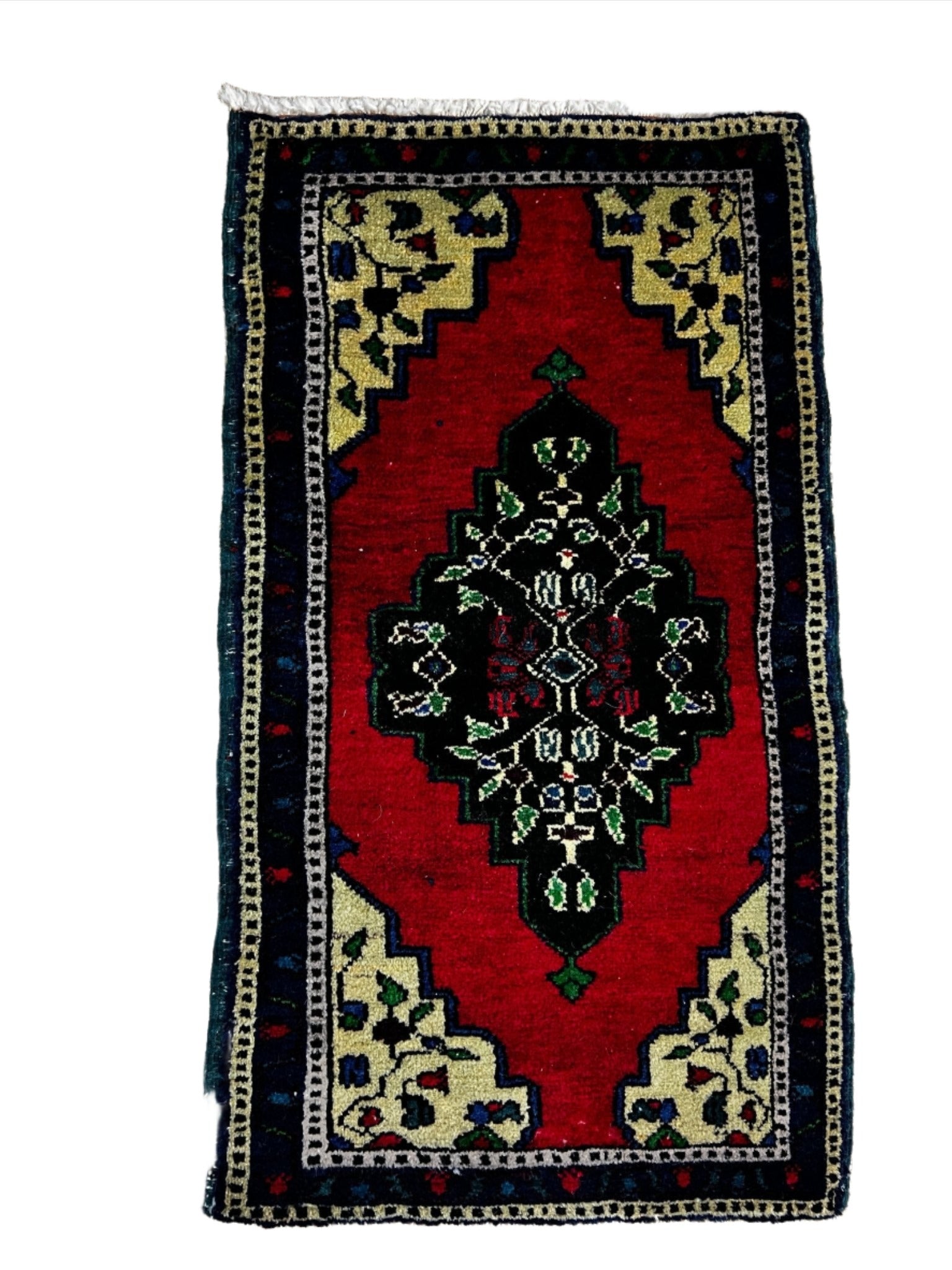 Vintage 1.9x3.4 Turkish Oushak Red and Black Small Rug | Banana Manor Rug Factory Outlet