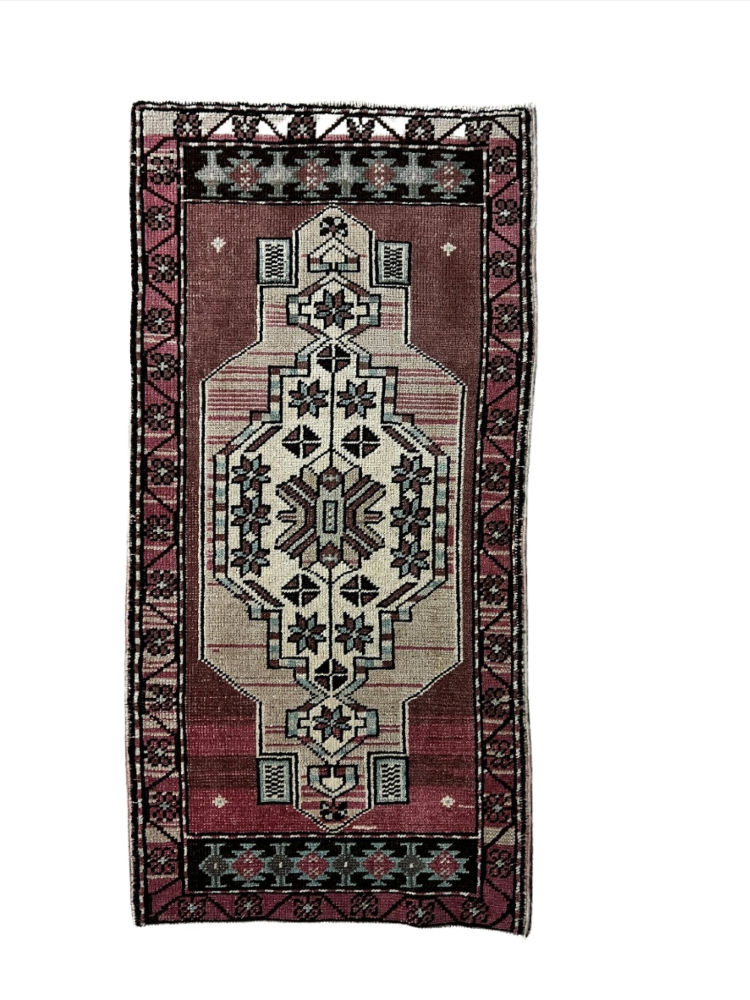 Vintage 1.9x3.7 Turkish Oushak Rust and Beige Small Rug | Banana Manor Rug Factory Outlet
