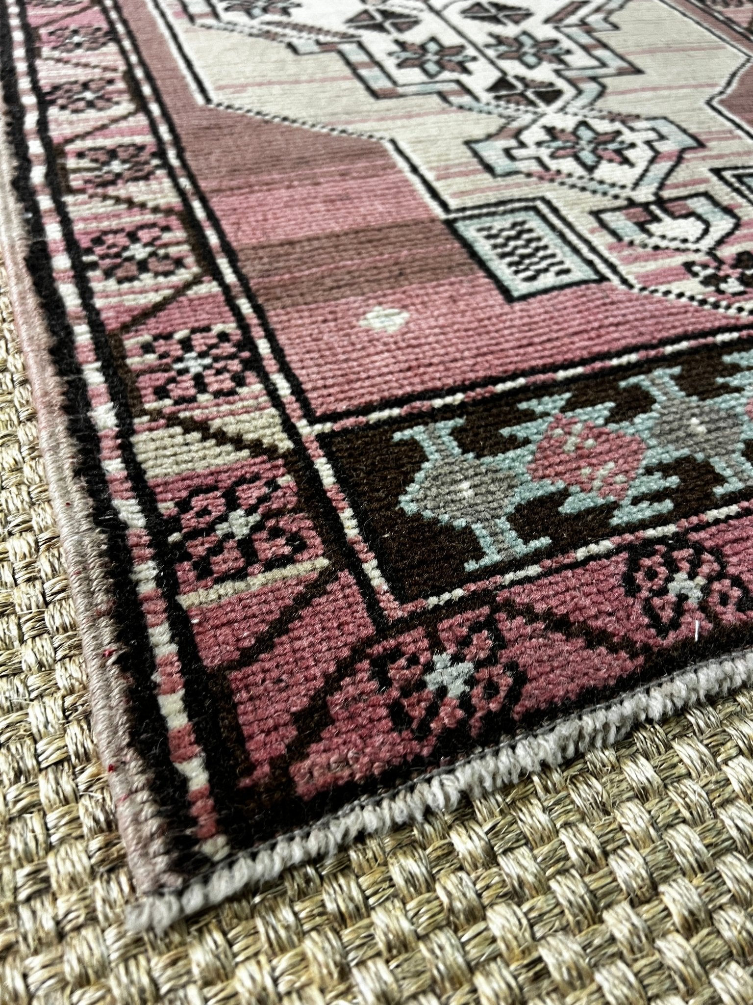 Vintage 1.9x3.7 Turkish Oushak Rust and Beige Small Rug | Banana Manor Rug Factory Outlet