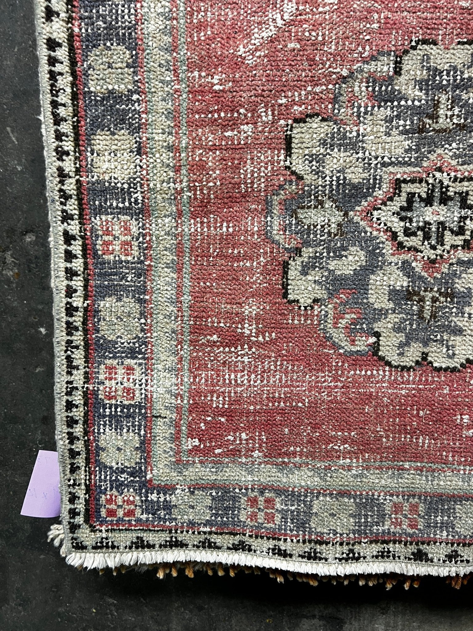 Vintage 2.6x10.8 Red and Gray Turkish Oushak Runner | Banana Manor Rug Factory Outlet