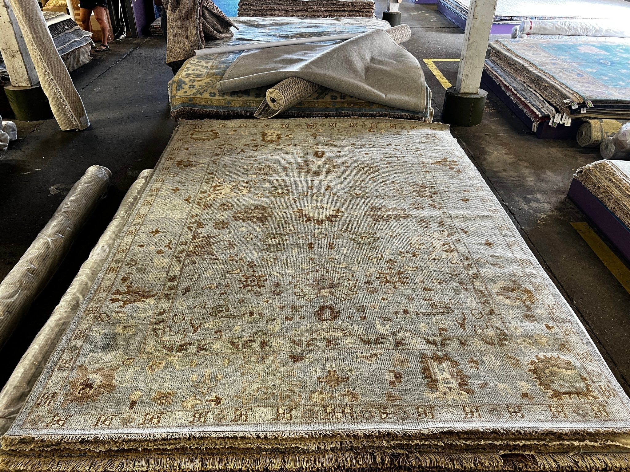 Viola 7.9x10 Aqua Blue Oushak Rug | Banana Manor Rug Company