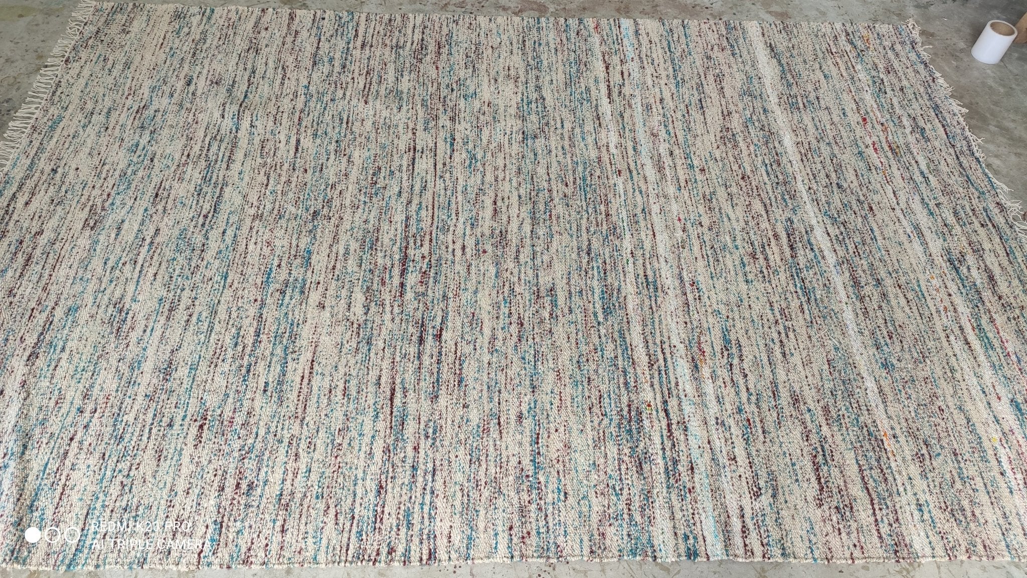 Ziemer 6x9 Handwoven Cream and Blue Sari Silk Rug | Banana Manor Rug Company