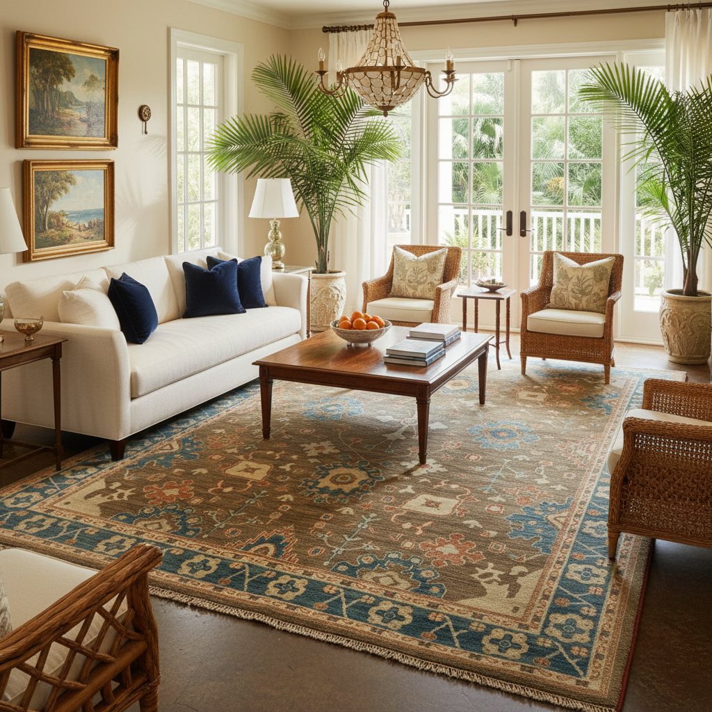 Tilly 9x12 Hand-Knotted Blue and Brown Oushak Rug