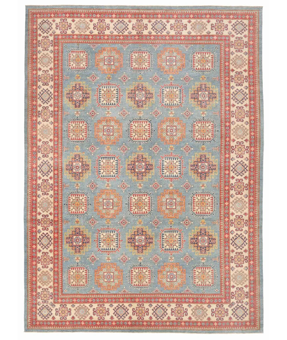 Natalie Dickinson 12.6x17.2 Multi-Colored Hand-Knotted Kazak Rug