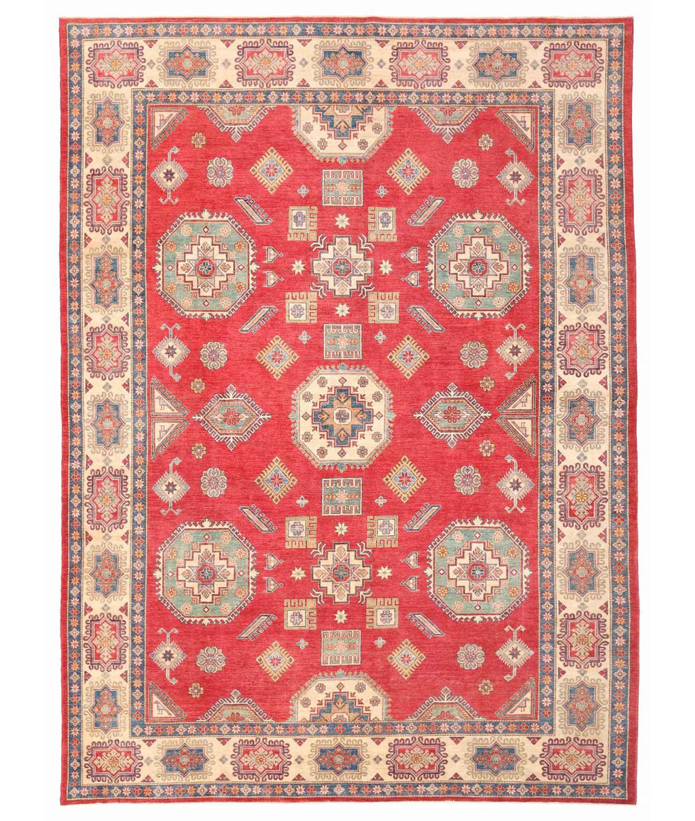 Leanne Bruised Head 12.5x16.8 Red Hand-Knotted Kazak Rug