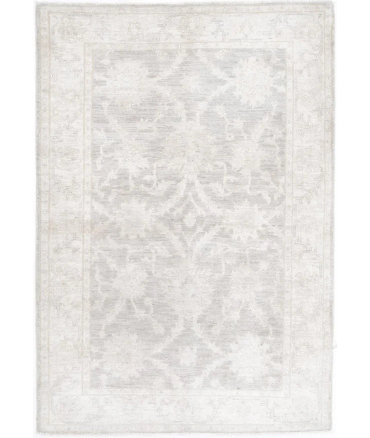 Maryann Forrester 3.3x4.9 Ivory and Brown Hand-Knotted Farhan Rug