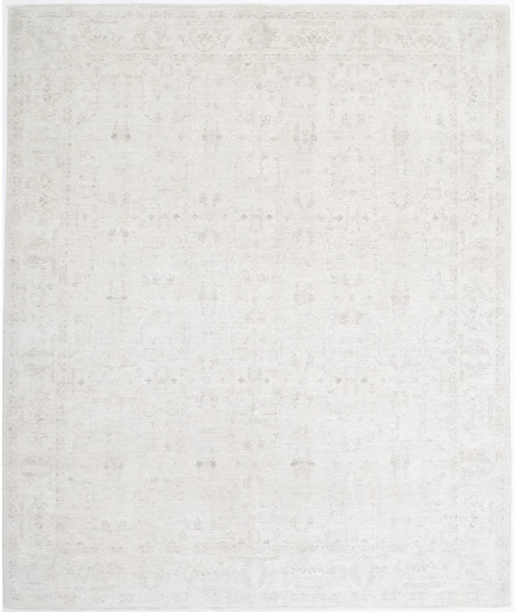 Jessica Hamby 8x9.7 Ivory Hand-Knotted Tabriz Rug