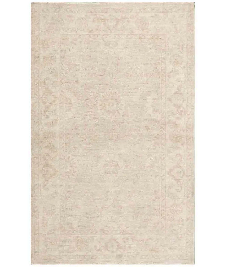 Arlene Fowler 3.3x4.9 Cream and Pink Hand-Knotted Farhan Rug