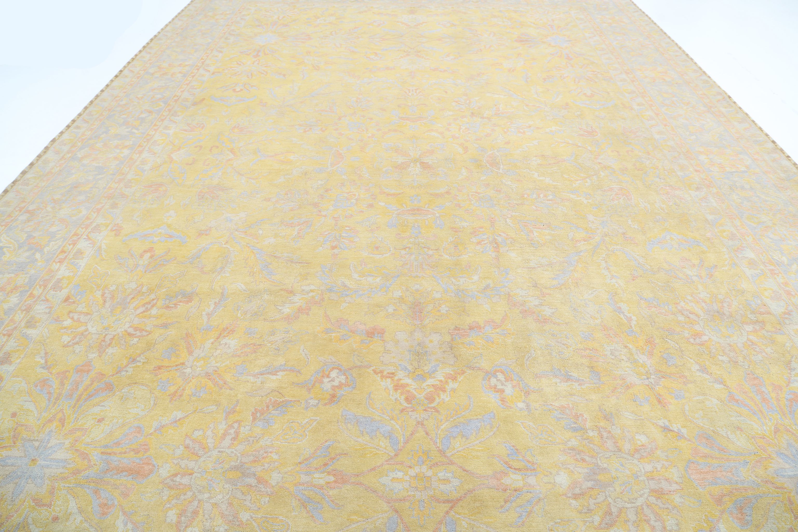 Shayna Adler 12x18.2 Yellow Hand-Knotted Agra Rug