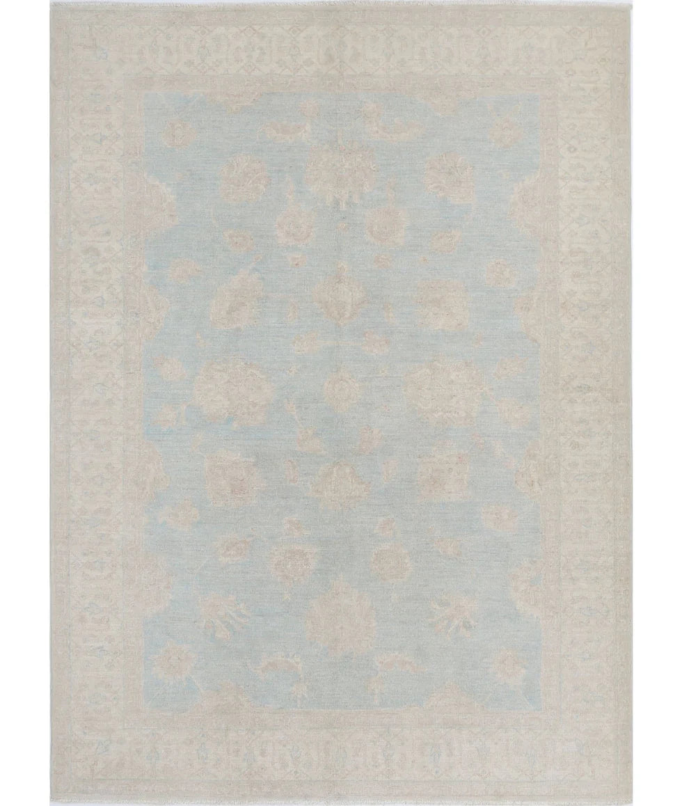 NAME 4.10x6.8 Blue and Ivory Hand-Knotted Farhan Rug