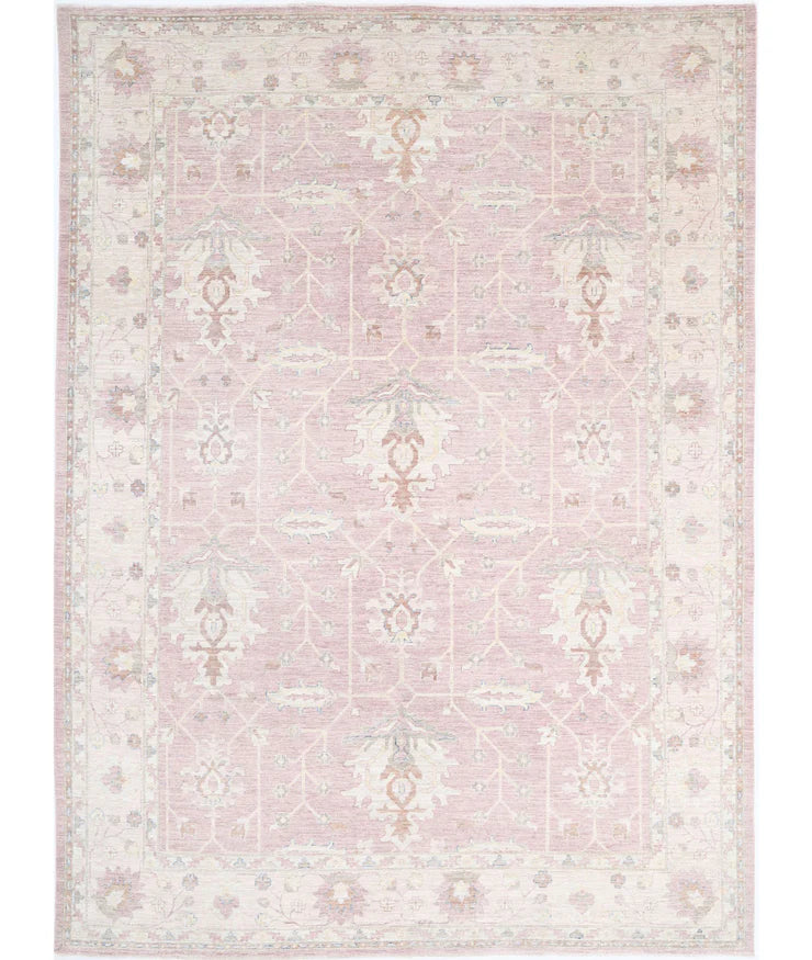 Marnie 9.10x13.4 Ivory and Pink Hand-Knotted Farhan Rug