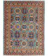 Deborah Schoeneman 8.11x11.9 Rust and Blue Hand-Knotted Humna Rug