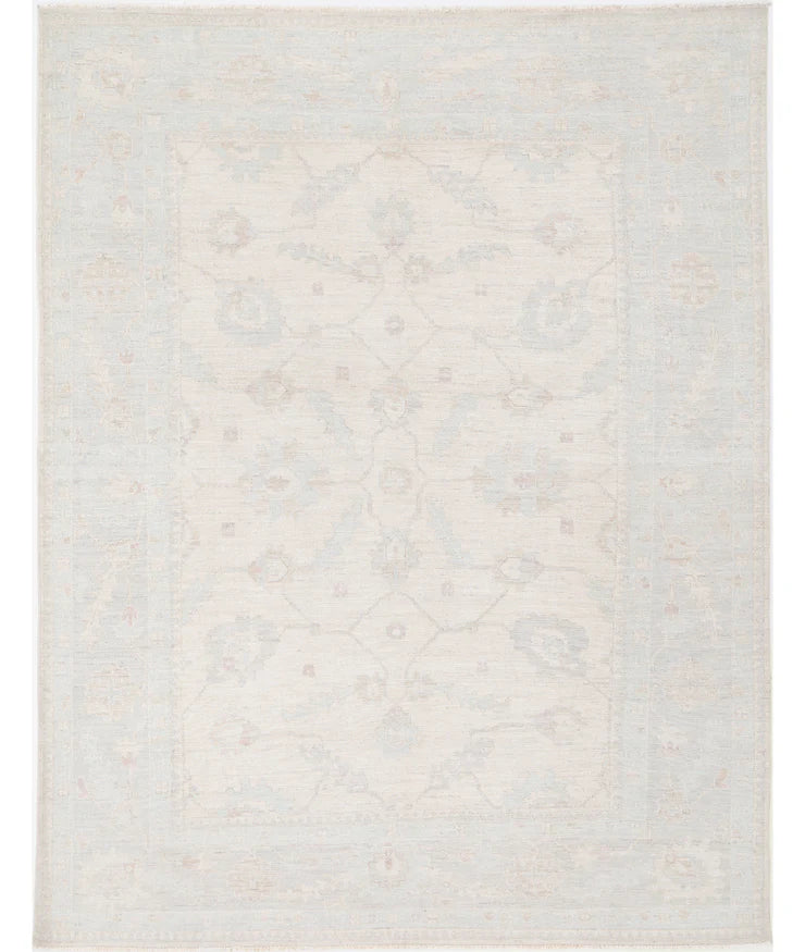 Willa 9.1x11.11 Pink and Blue Hand-Knotted Oushak Rug