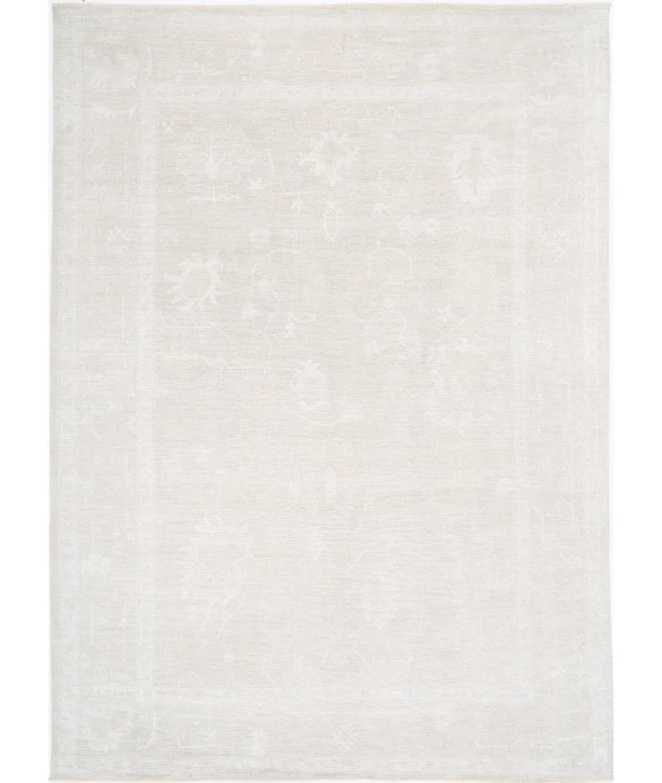 Mariana 10.2x14.1 Grey and Blue Hand-Knotted Oushak Rug