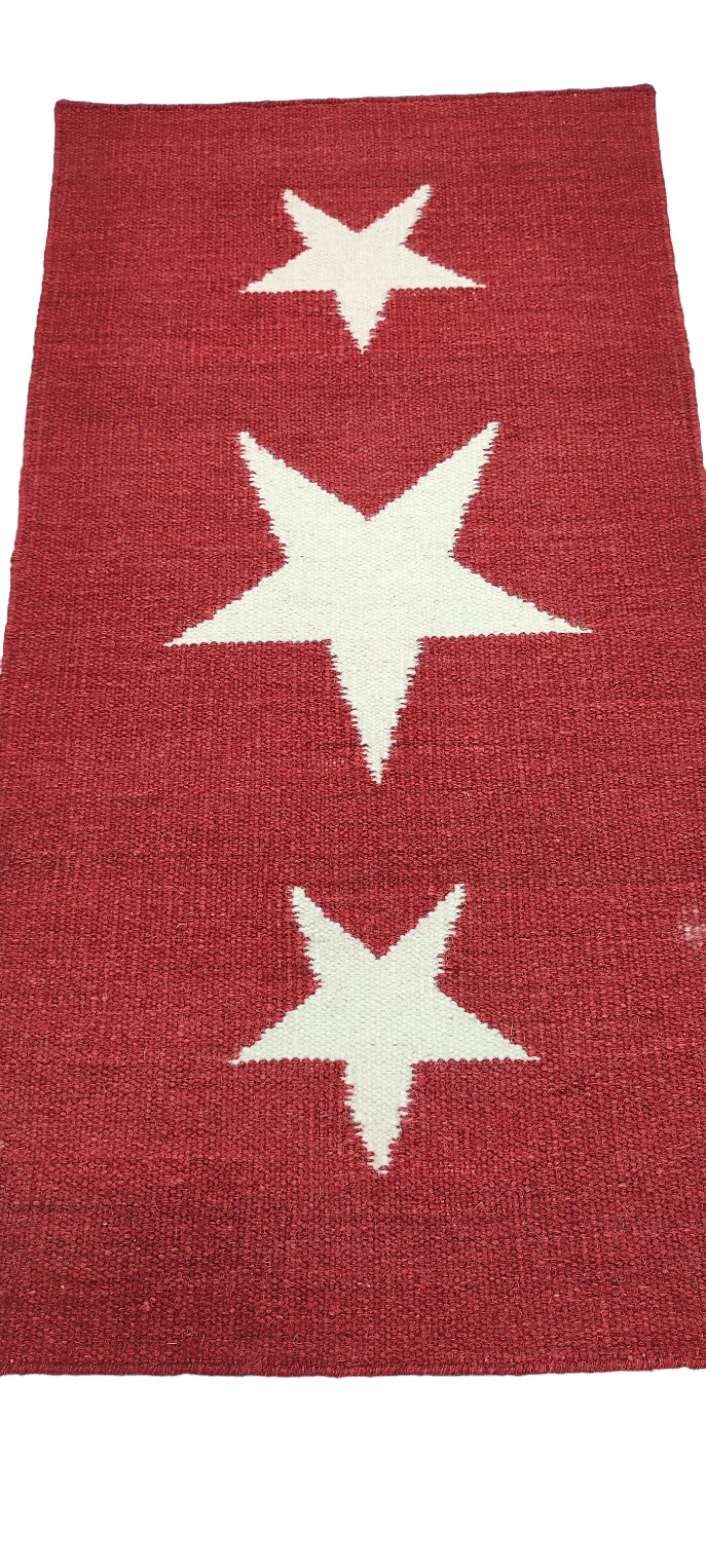 Shanghai Tang 2.6x4.6 Hand-Woven Durrie Red and White