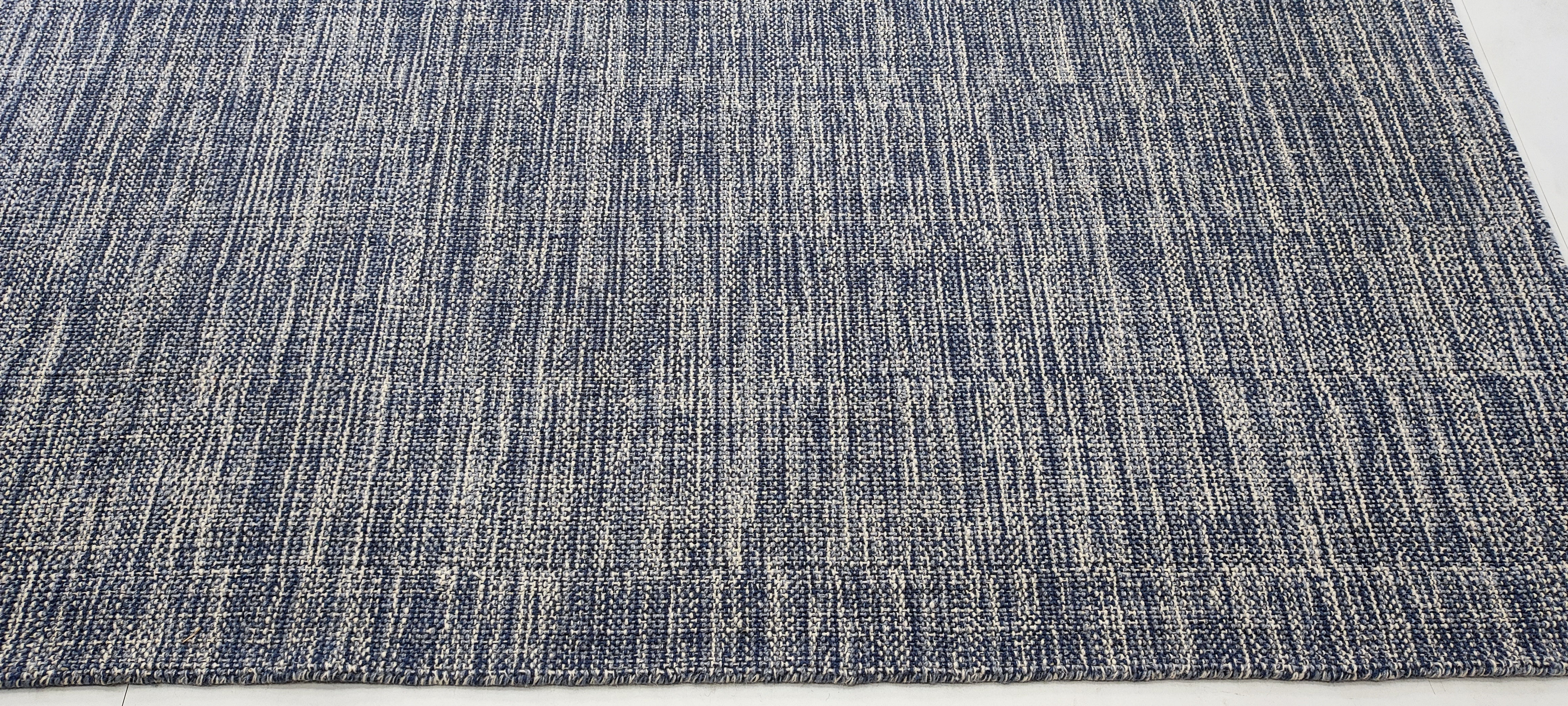 Marvel 8x10 Handwoven Durrie Textured Blue