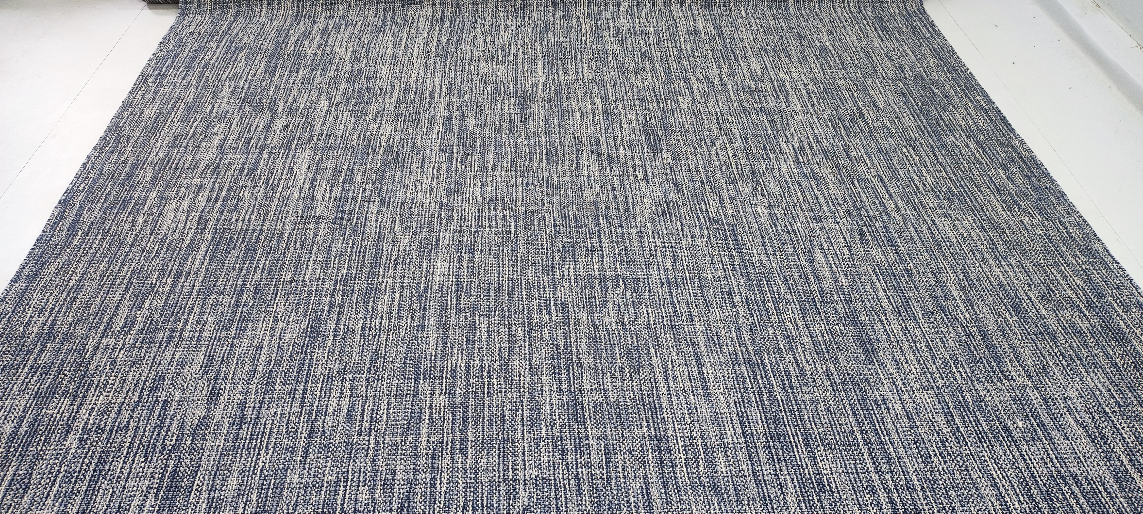 Marvel 8x10 Handwoven Durrie Textured Blue