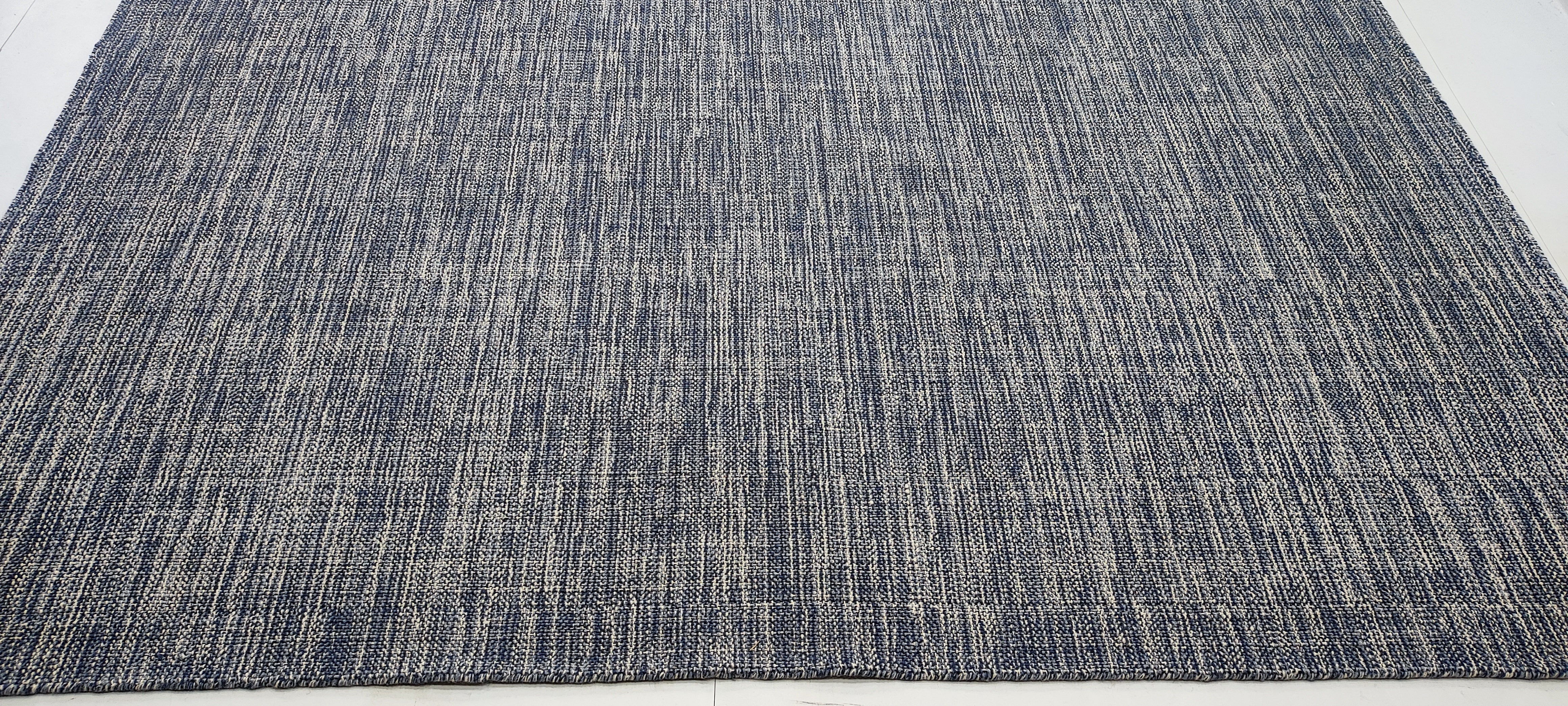 Marvel 8x10 Handwoven Durrie Textured Blue