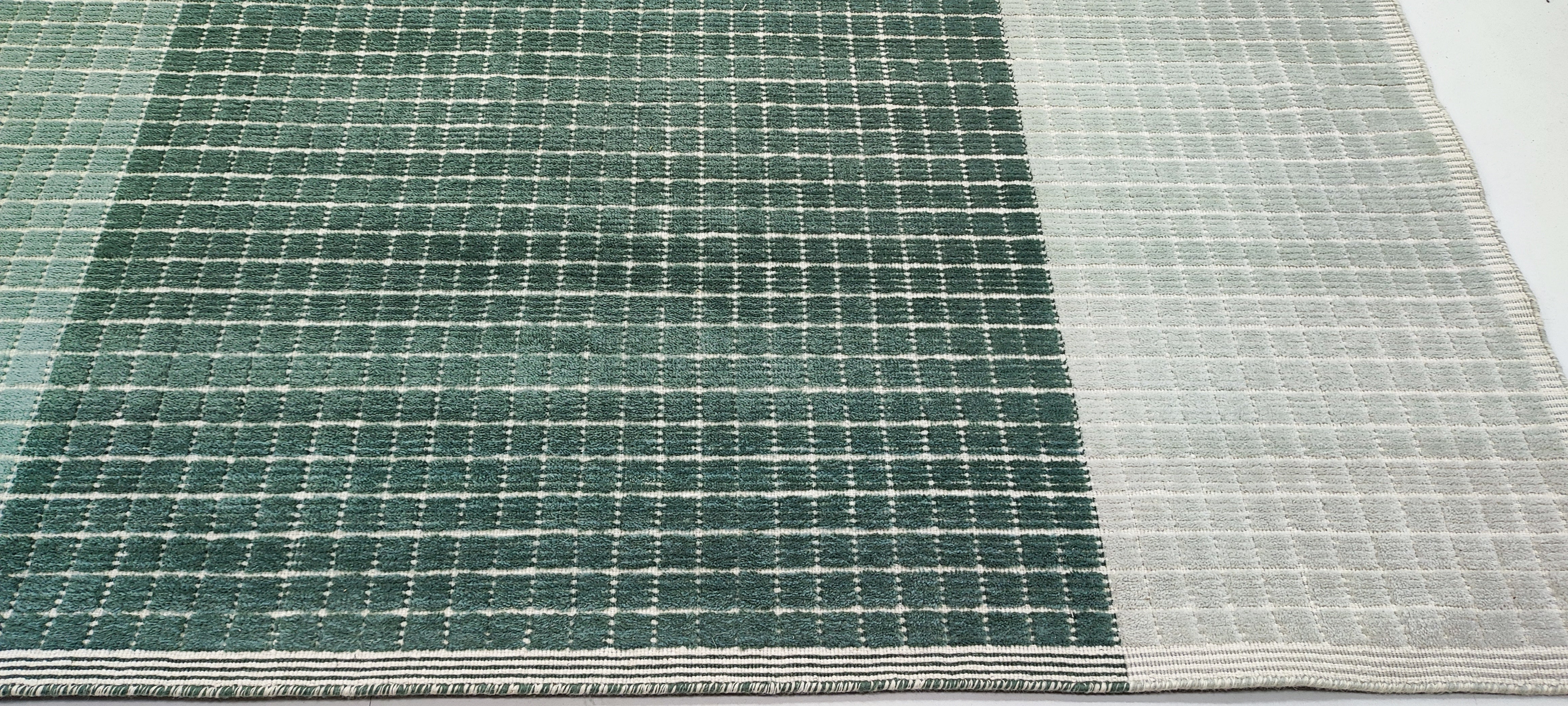 Rodney 9.3x12 Hand-Woven Modern Green and Grey