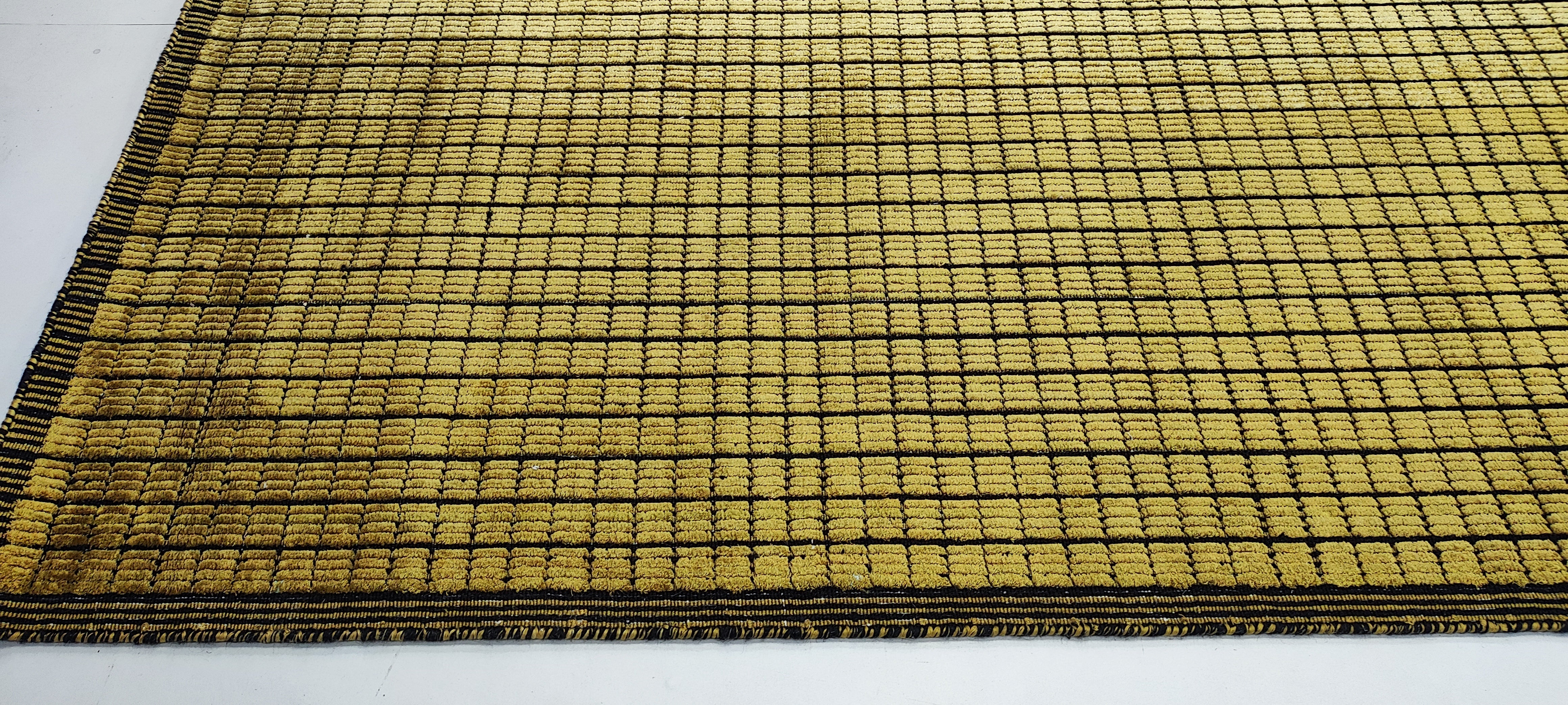 Marc 6.9x9.9 Hand-Woven Modern Gold and Black Viscose