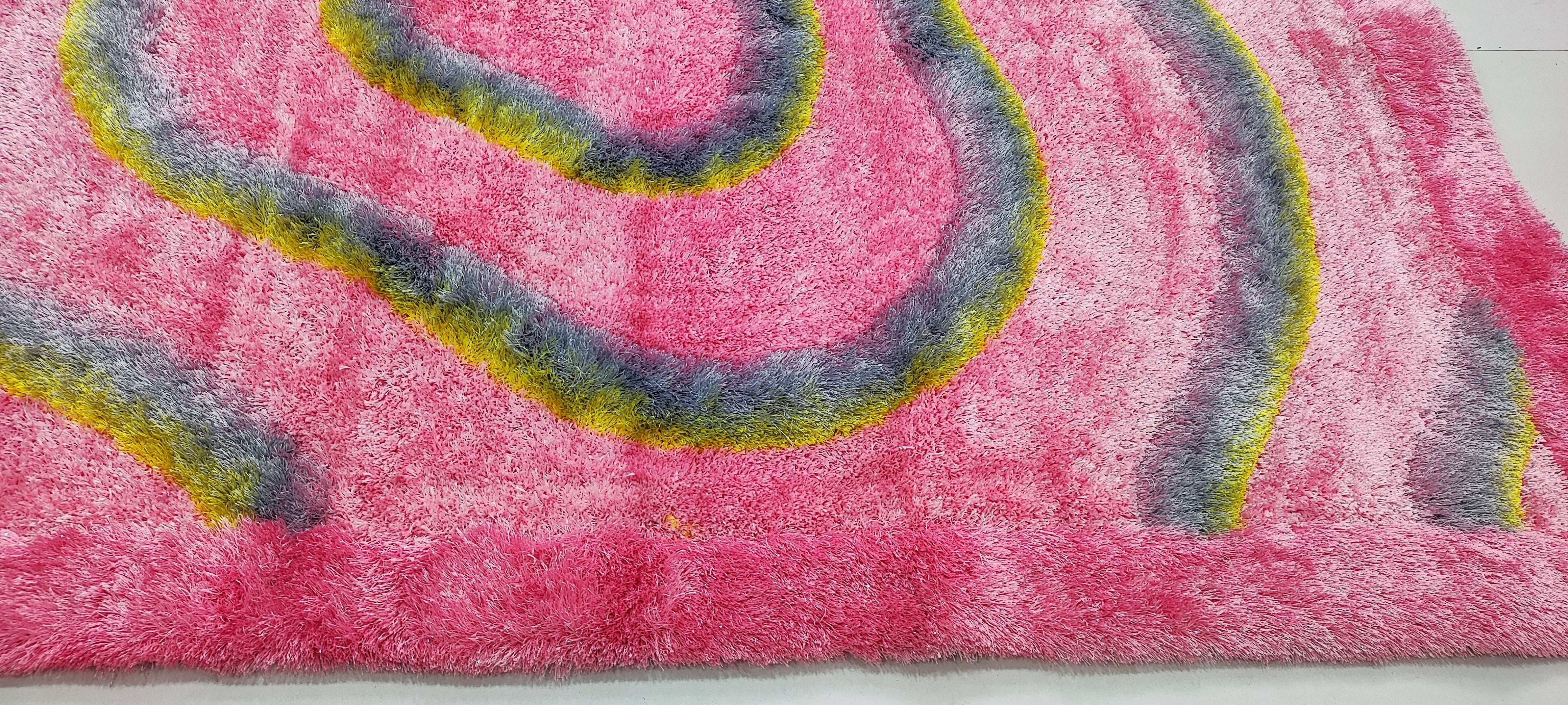 George Pinkelstein 5x7 Hand-Woven Modern Shaggy Pink Viscose