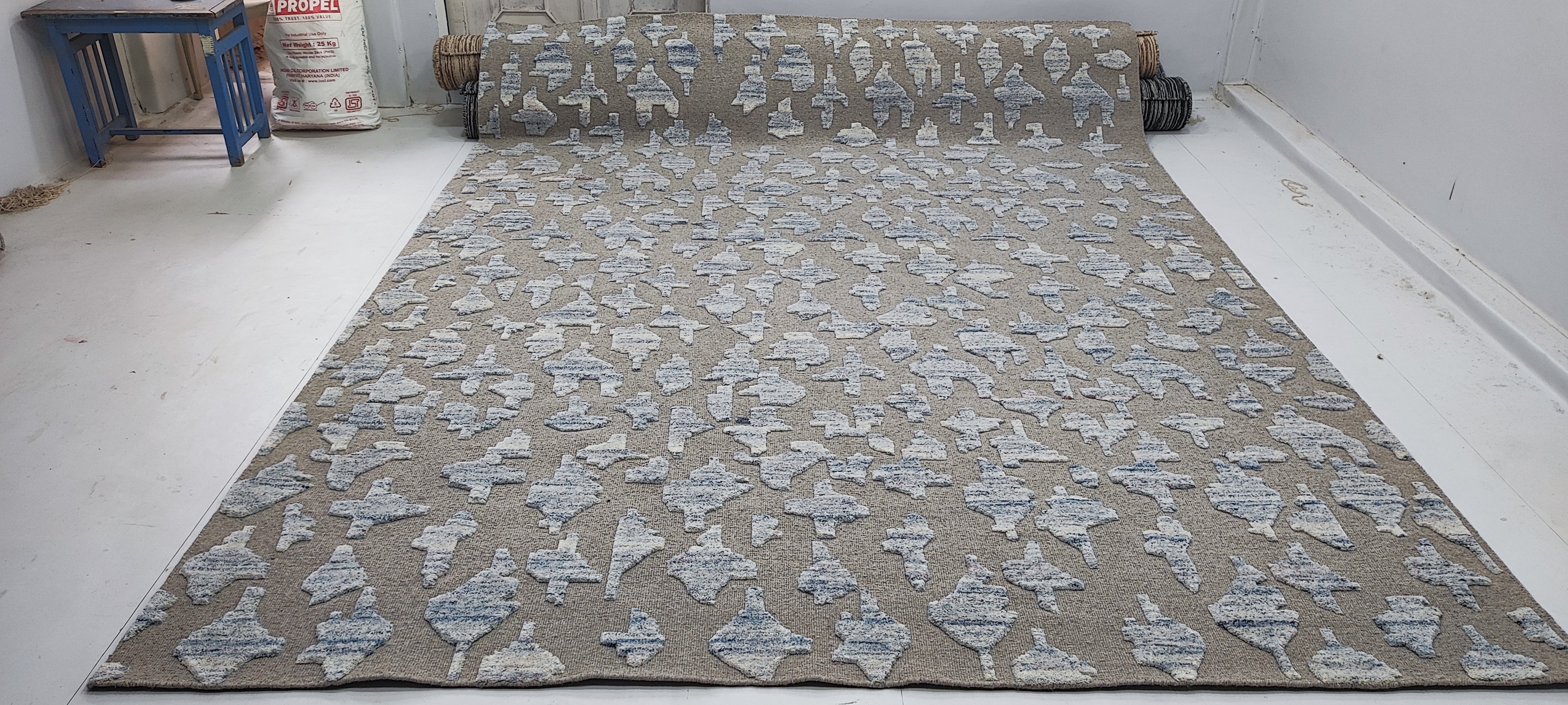 Shaun Benson 9x12 Hand-Knotted Modern Abstract Grey and Silver Rug