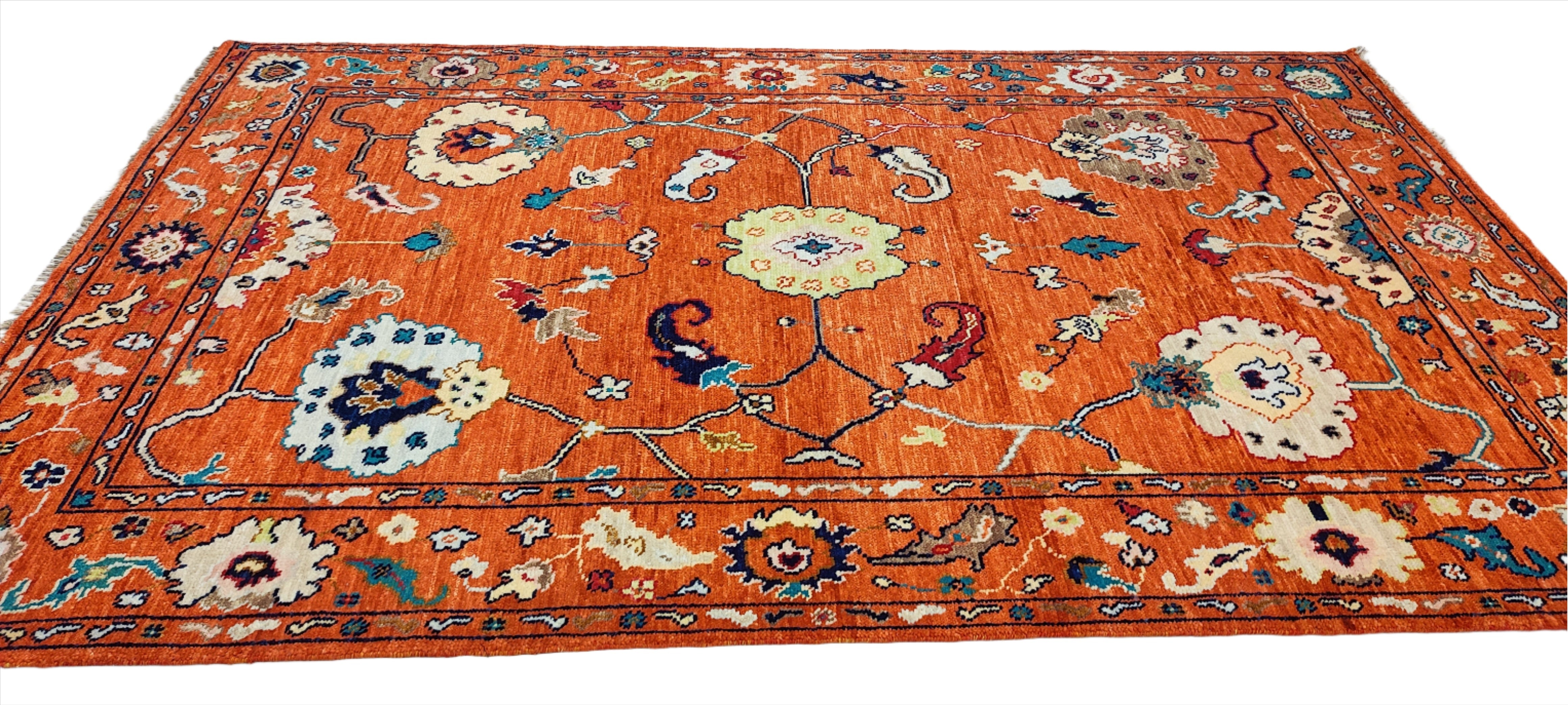 Noella 6x9 Hand-Knotted Oushak Orange