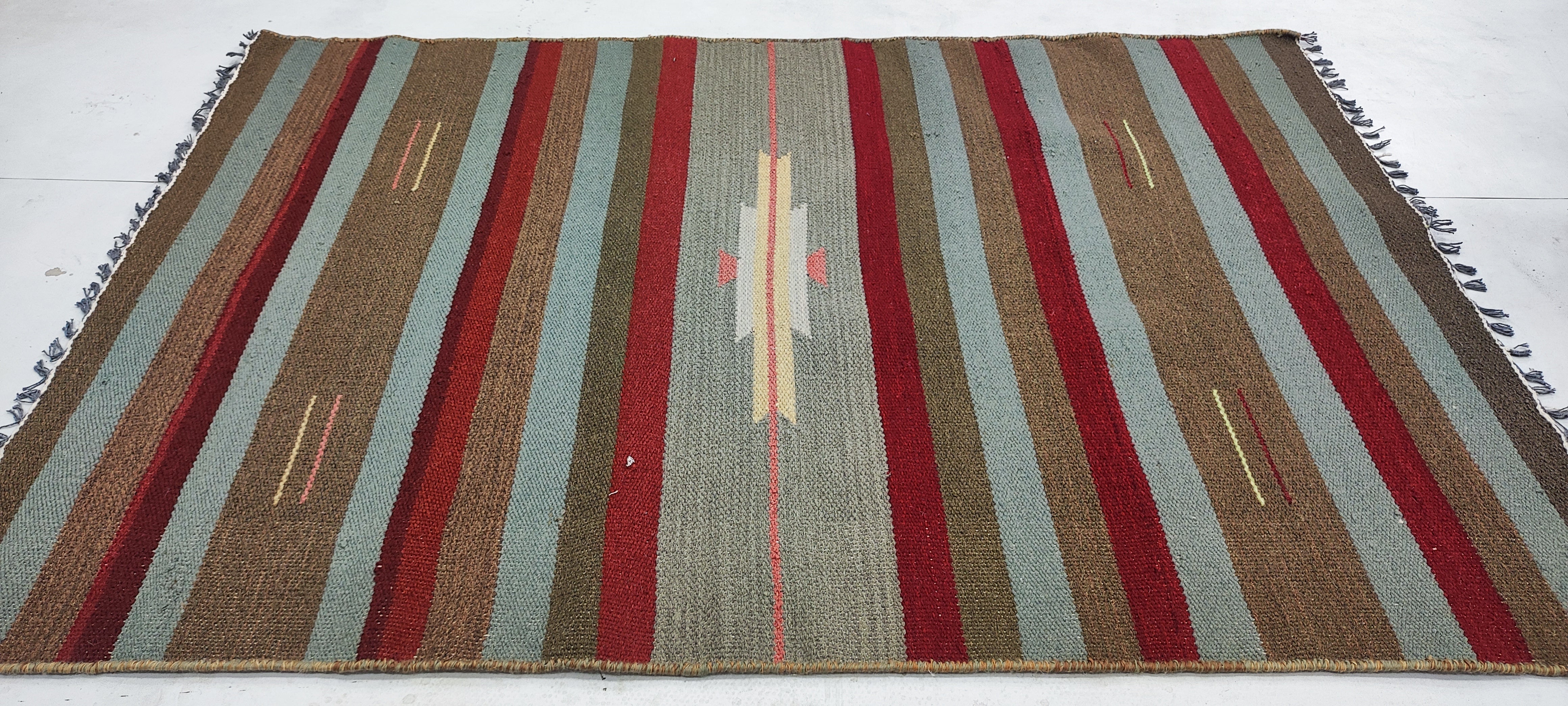 Pat Regan 4x6 Striped Hand-woven Durrie Rug (Multiple Styles)